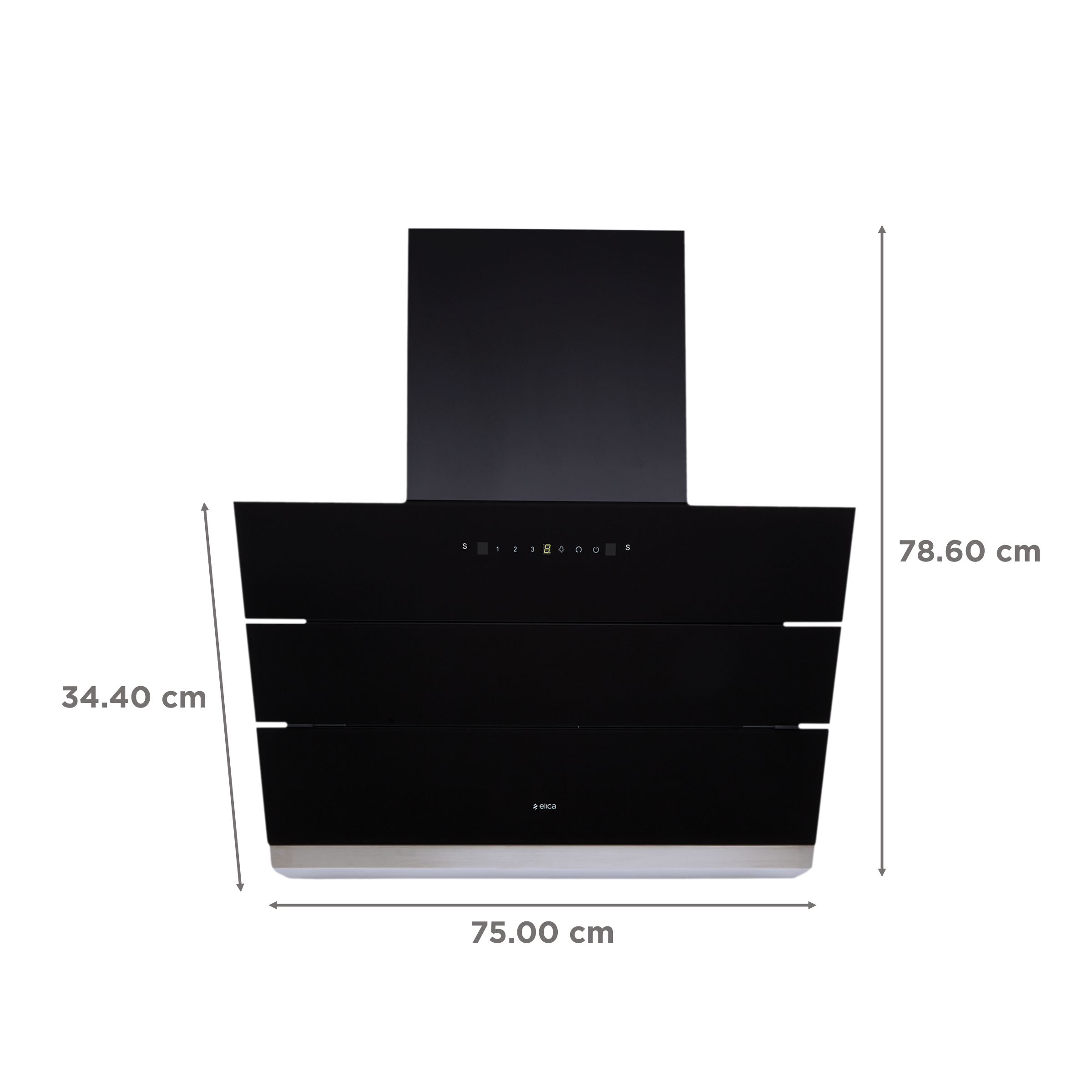 elica EFL S 751 ULTRA HAC LTW VMS 75cm 1500m3/hr Ducted Auto Clean Wall Mounted Chimney with Touch Control Panel (Black)_2