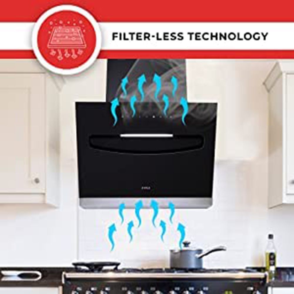 elica EFL S 907 HAC LTW VMS 90cm 1200m3/hr Ducted Auto Clean Wall Mounted Chimney with Touch Control Panel (Black)_6