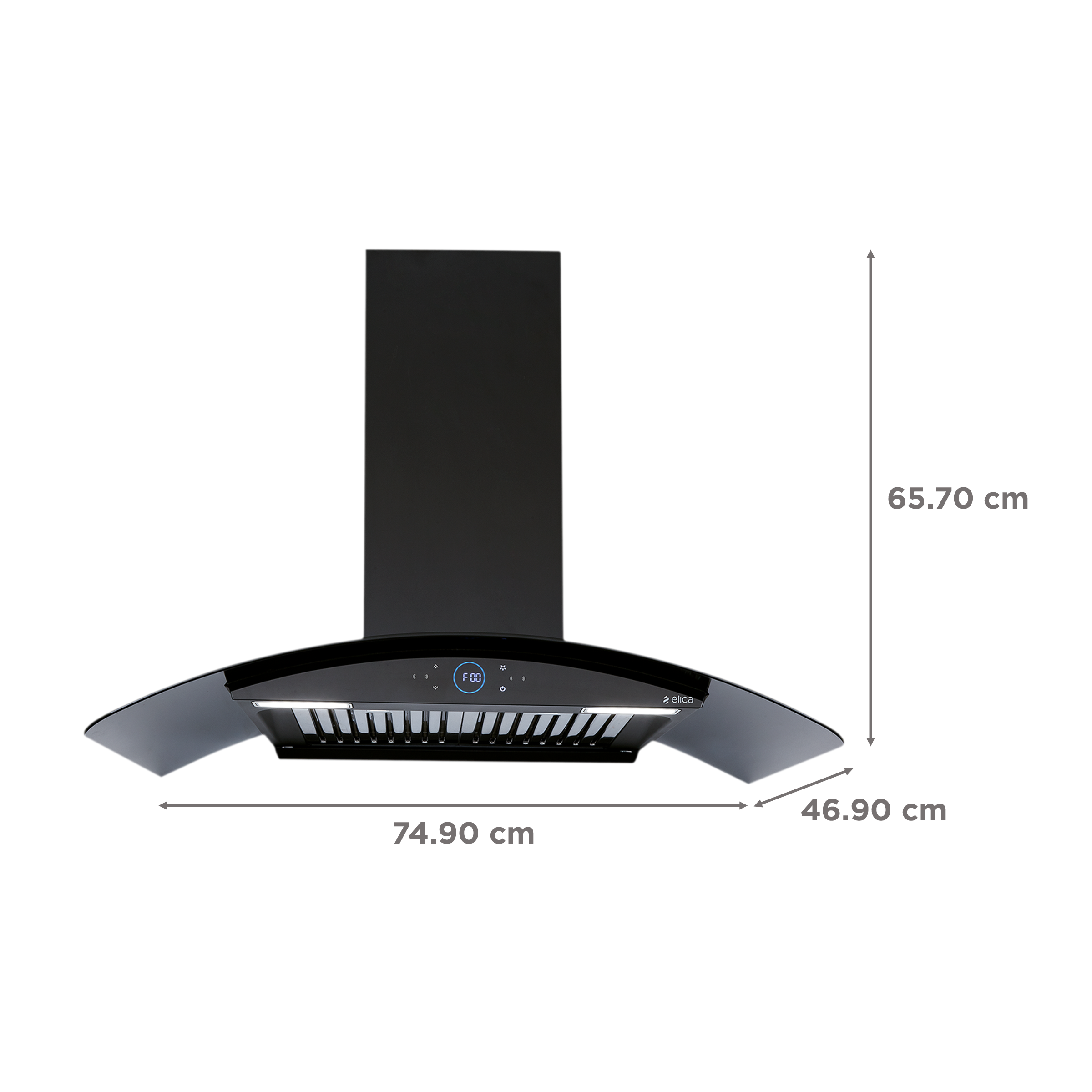elica ISMART GLACE HAC BF LTW 75 NERO 75cm Ductless Wall Mounted Chimney with Capacitive Touch Controls (Black)_2