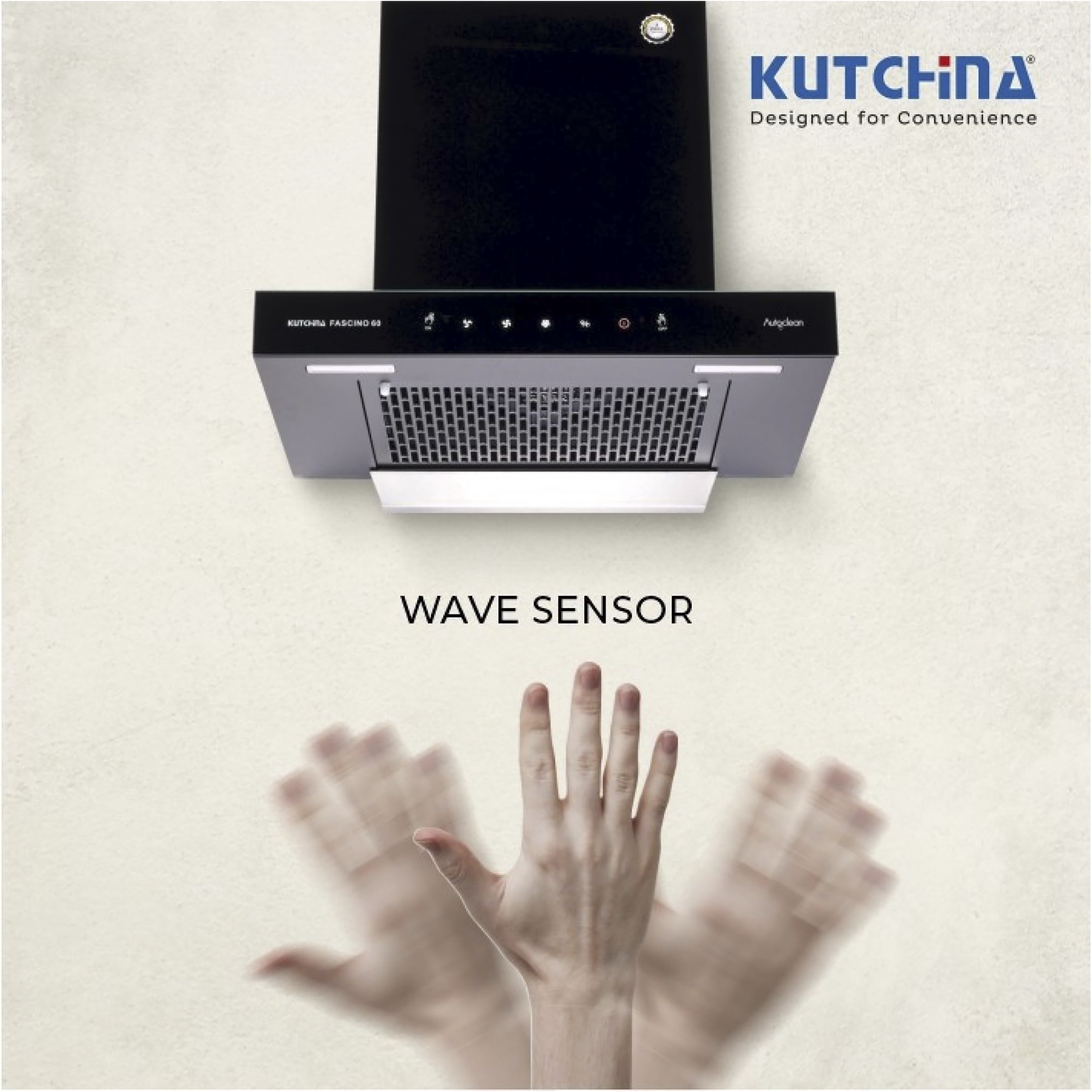 Kutchina Fascino 60cm 1250m3/hr Ducted Auto Clean Wall Mounted Chimney with Wave Sensor (Black)_5