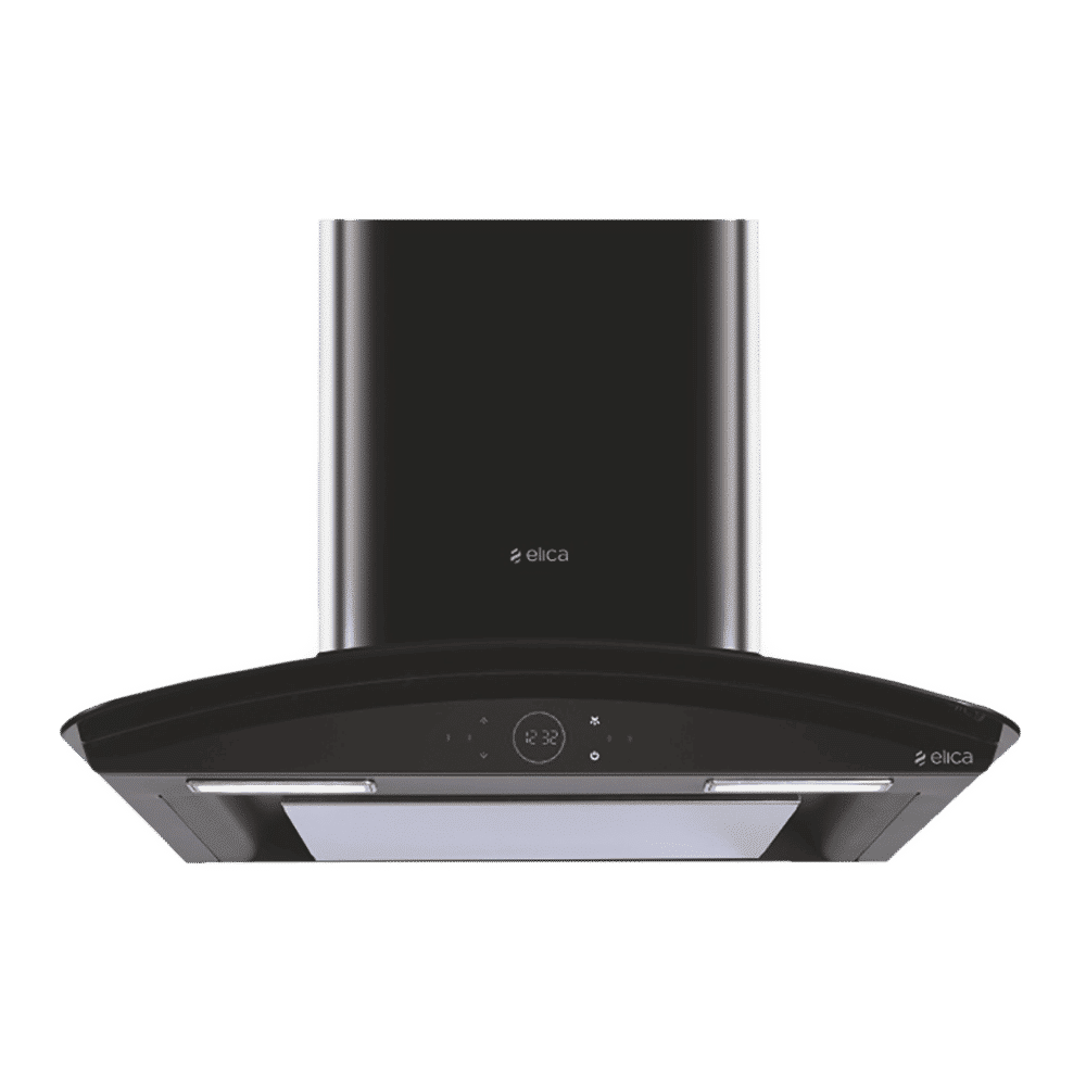 elica ISMART GLACE EDS LTW 75 NERO 75cm Ductless Wall Mounted Chimney with Capacitive Touch Controls (Black)_1