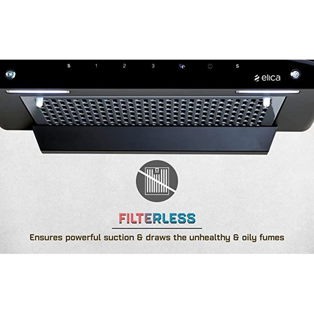 elica FL 900 SLIM HAC MS NERO 90cm 1200m3/hr Ducted Wall Mounted Chimney with Touch Control Panel (Black)_7