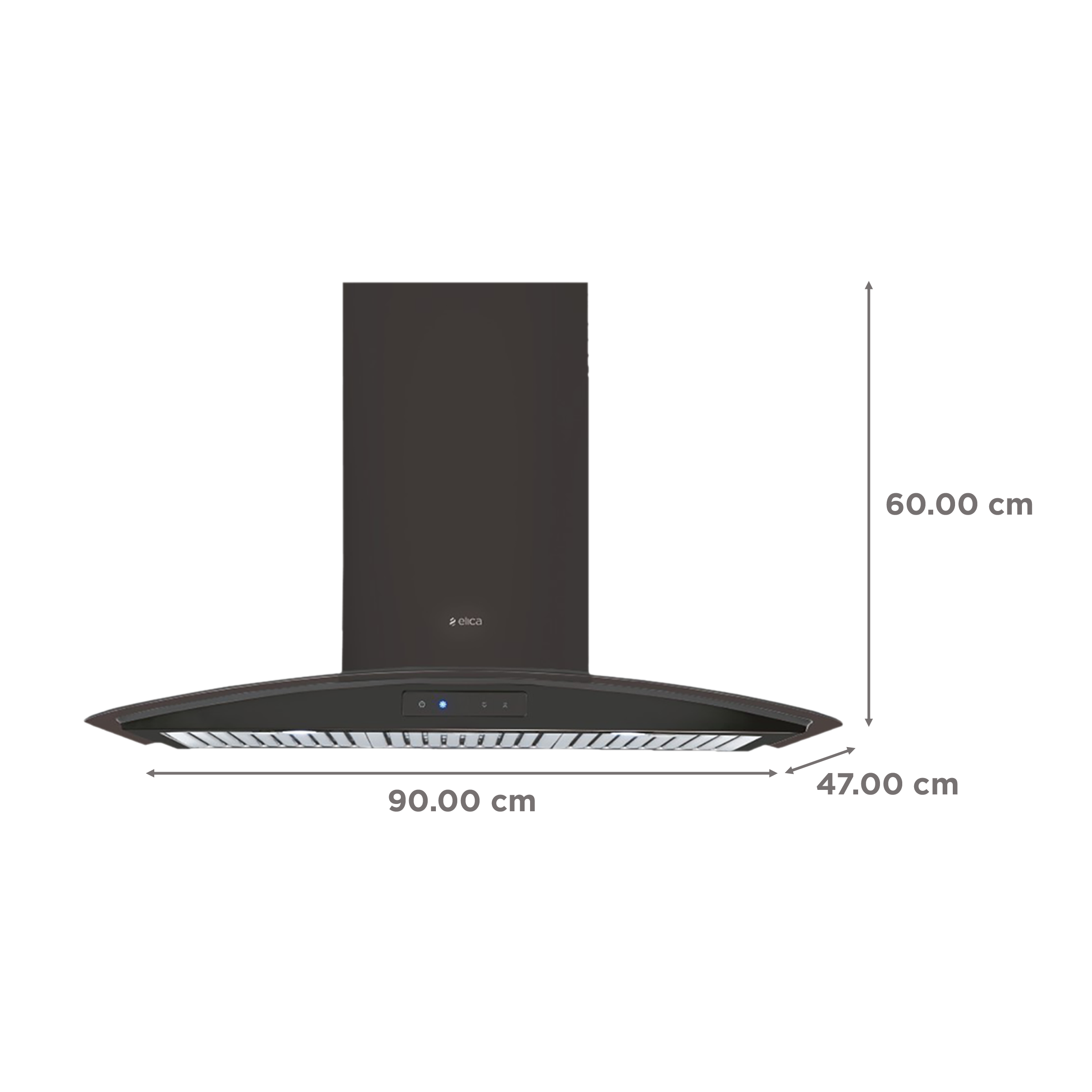elica GLACE TRIM ETB PLUS LTW 903 NERO 90cm 1220m3/hr Ducted Wall Mounted Chimney with Push Control Buttons (Black)_2
