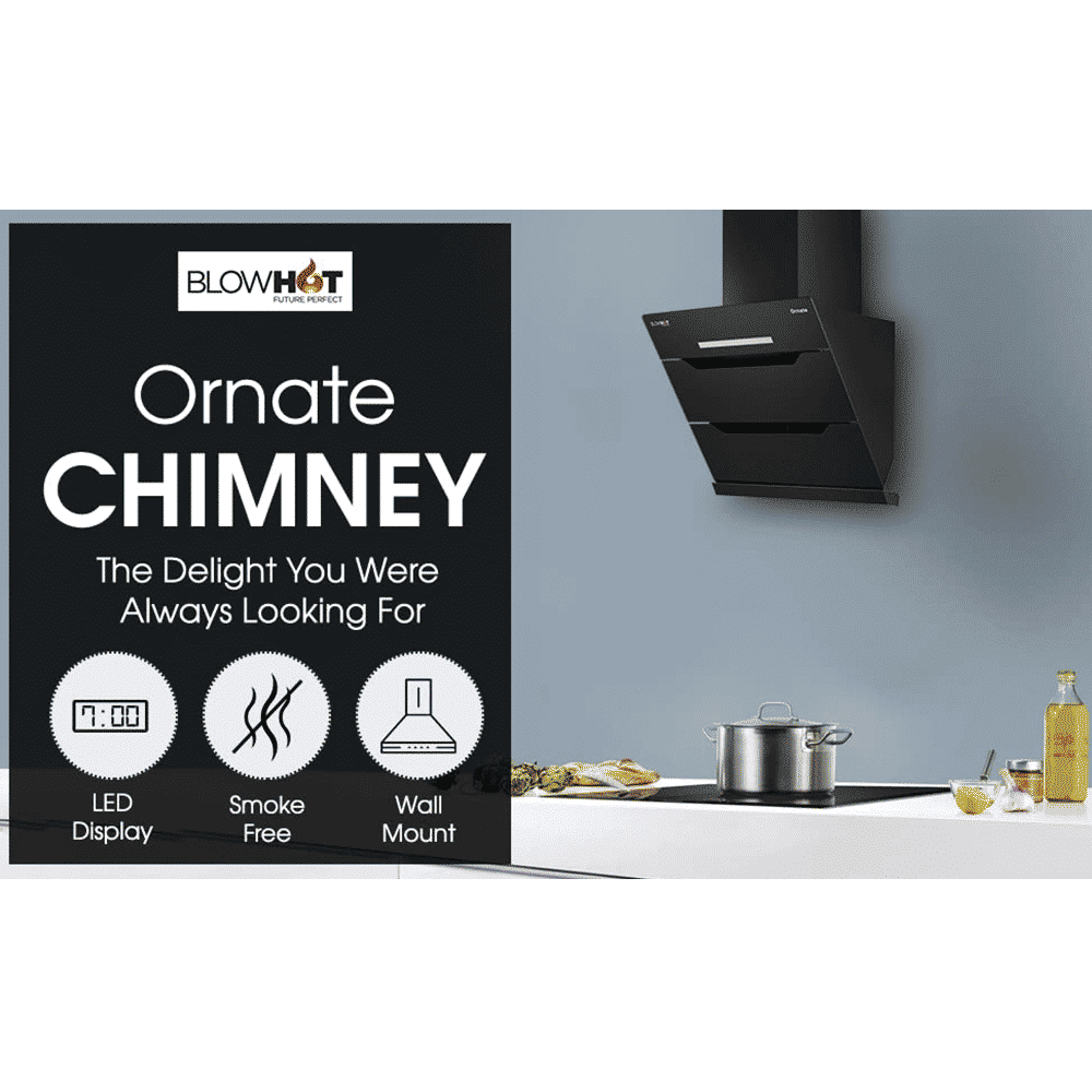 BLOWHOT Ornate BAC 60cm 1300m3/hr Ducted Auto Clean Wall Mounted Chimney with Feather Touch Control (Black)_7