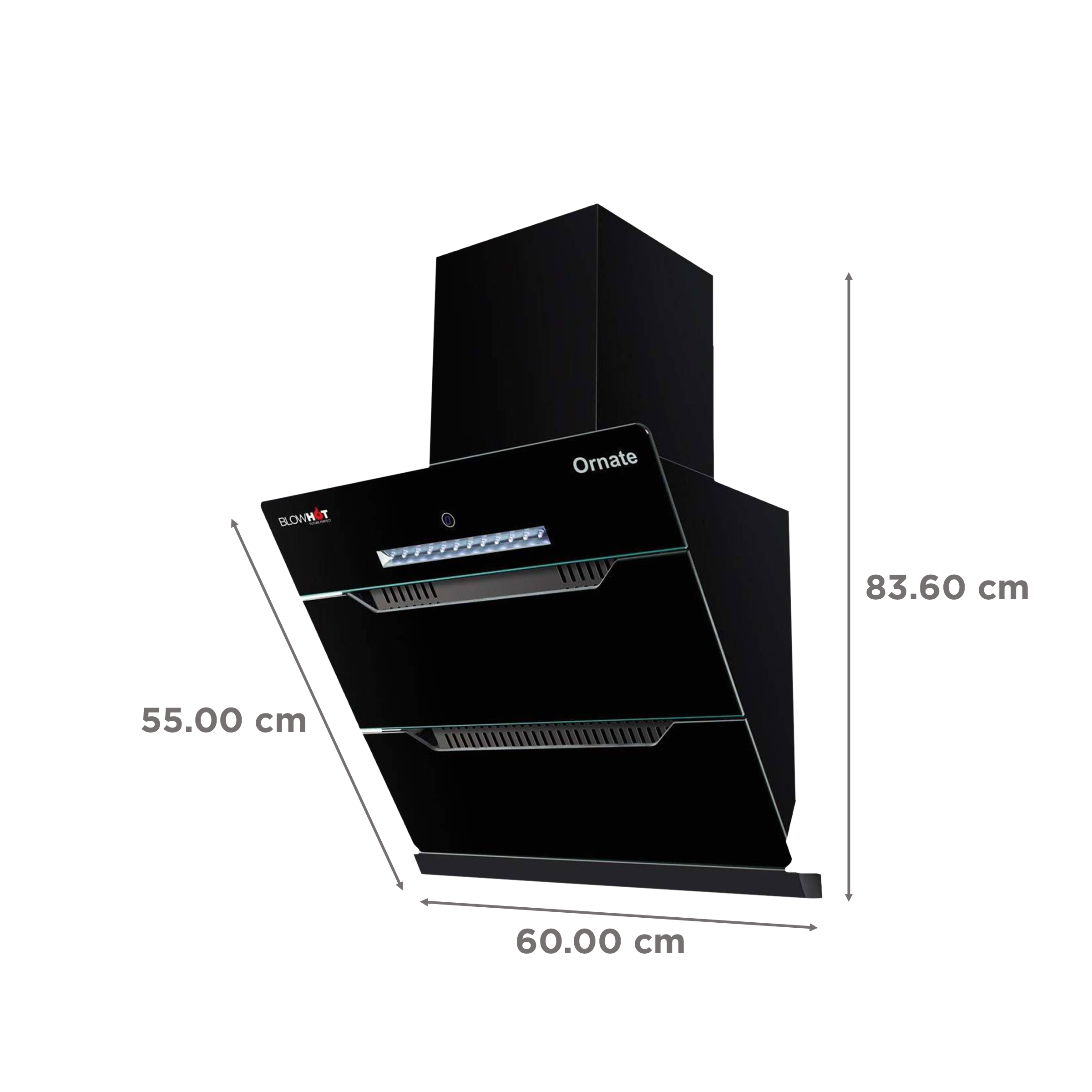 BLOWHOT Ornate BAC 60cm 1300m3/hr Ducted Auto Clean Wall Mounted Chimney with Feather Touch Control (Black)_2