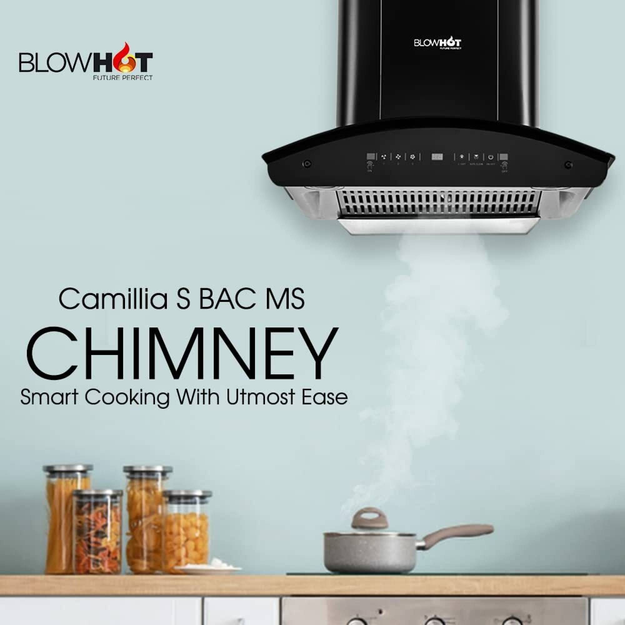 BLOWHOT Camellia BAC MS 60cm 1300m3/hr Ducted Auto Clean Wall Mounted Chimney with Motion Sensor Gesture (Black)_6
