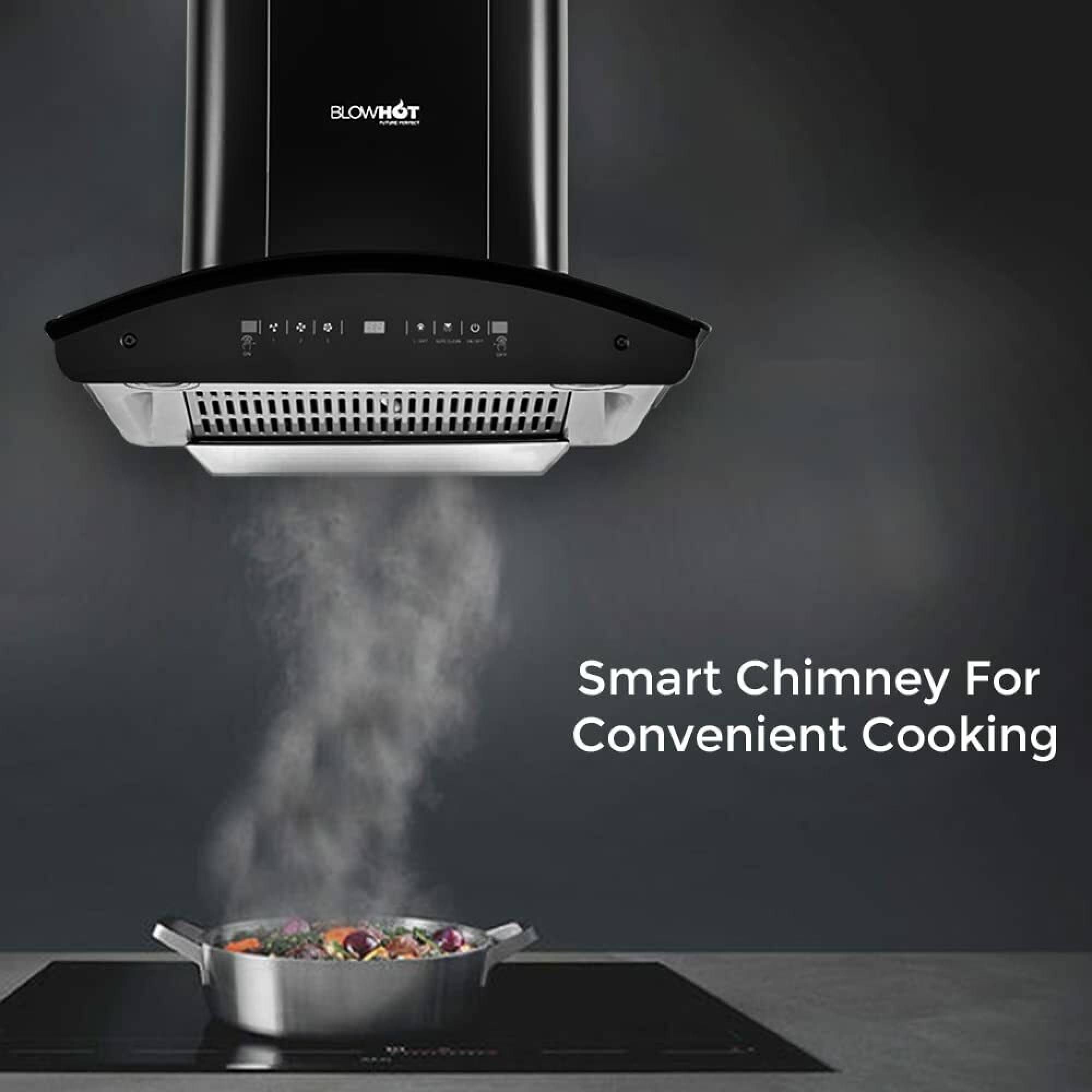 BLOWHOT Camellia BAC MS 60cm 1300m3/hr Ducted Auto Clean Wall Mounted Chimney with Motion Sensor Gesture (Black)_8
