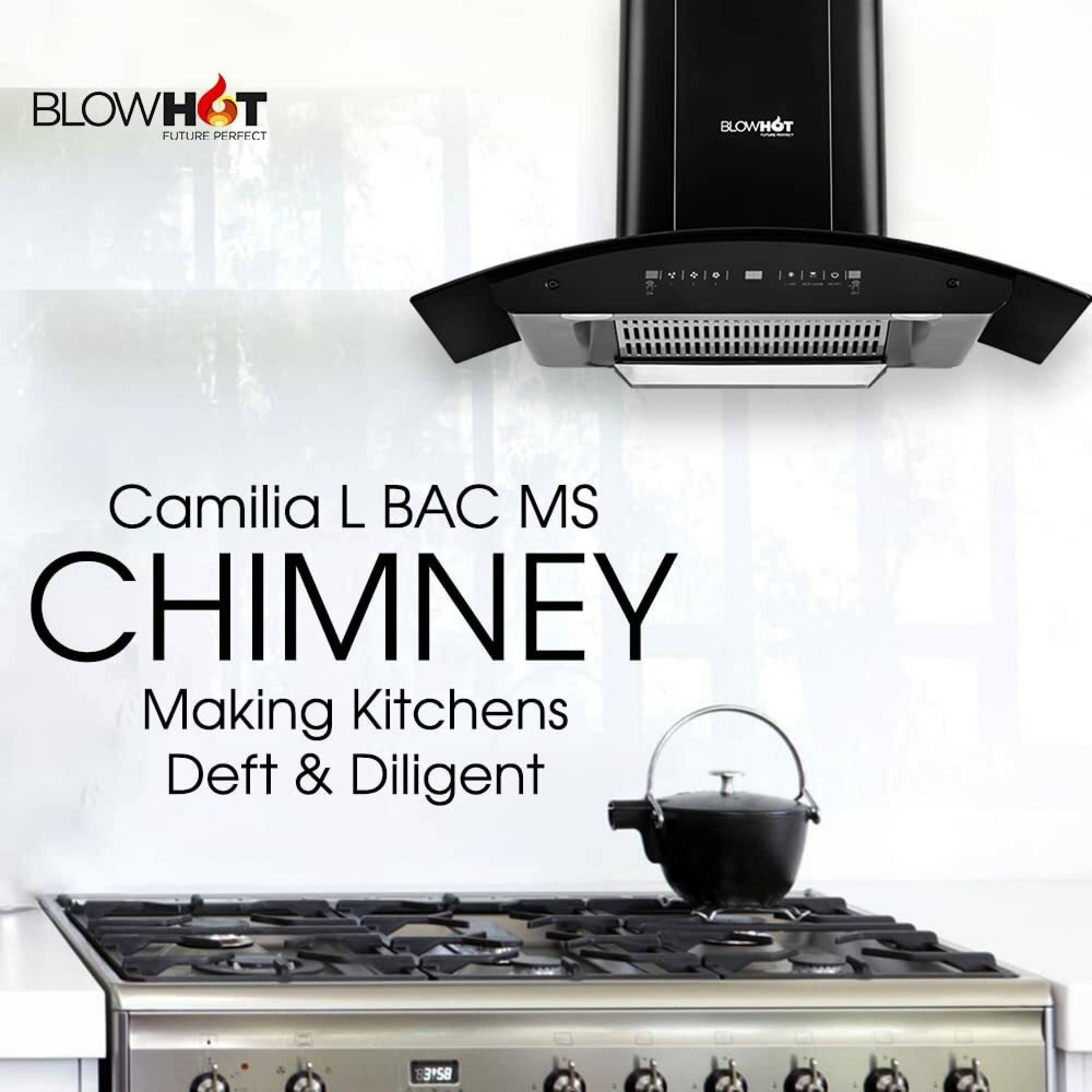 BLOWHOT Camellia BAC MS 90cm 1300m3/hr Ducted Auto Clean Wall Mounted Chimney with Motion Sensor Gesture (Black)_6