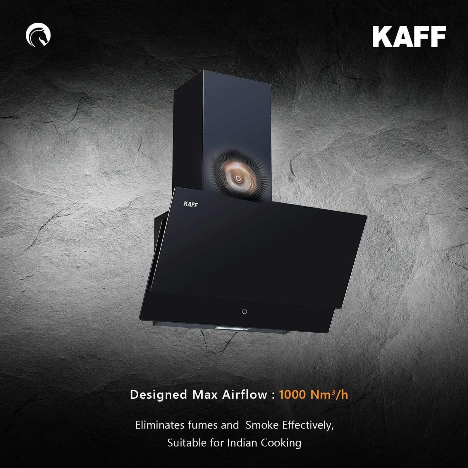 KAFF NOVA SV 60cm 1000m3/hr Ducted Wall Mounted Chimney with O Touch Control (Black)_8