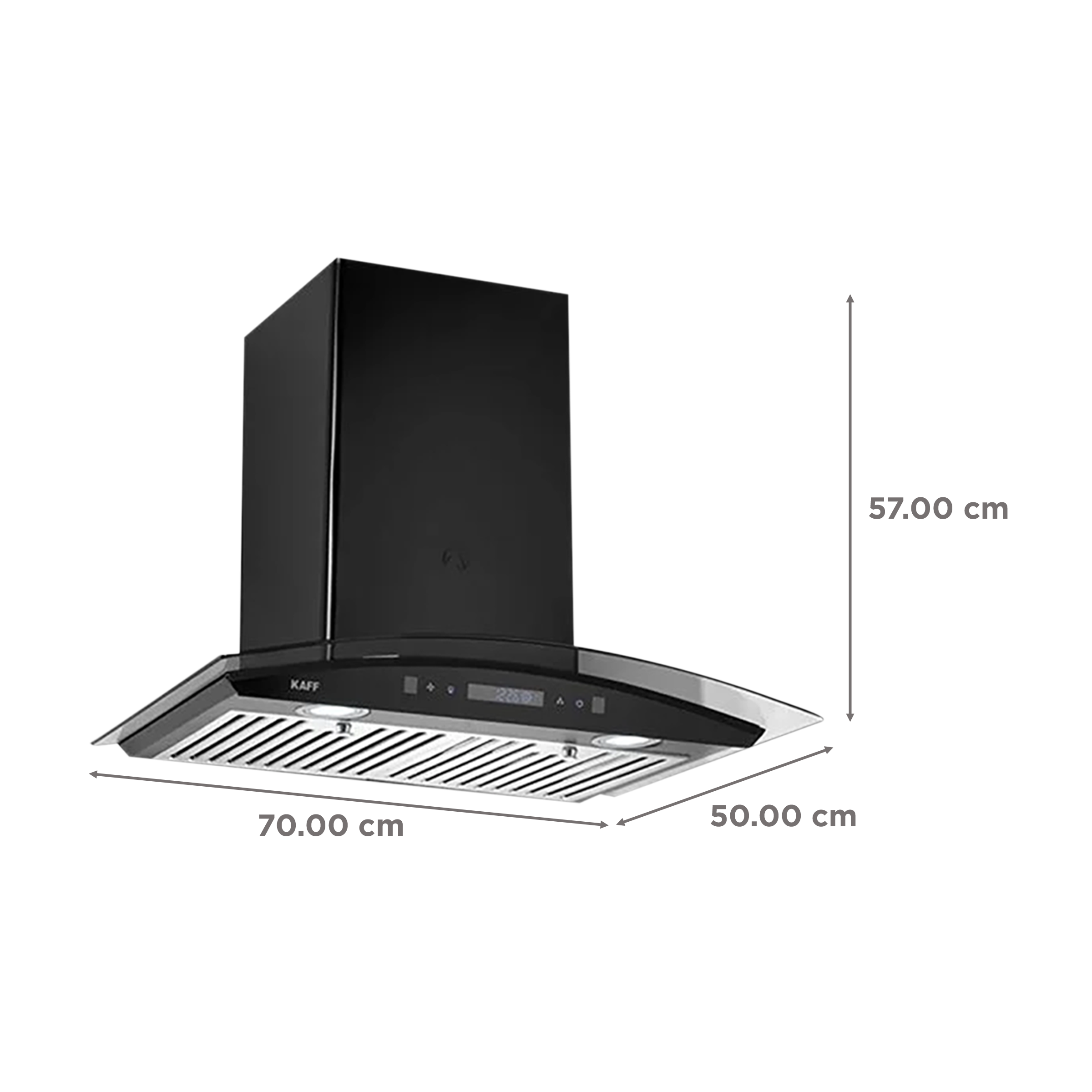 KAFF OPEC TX DHC 70cm 1180m3/hr Ducted Auto Clean Wall Mounted Chimney with Digital Display (Black)_2