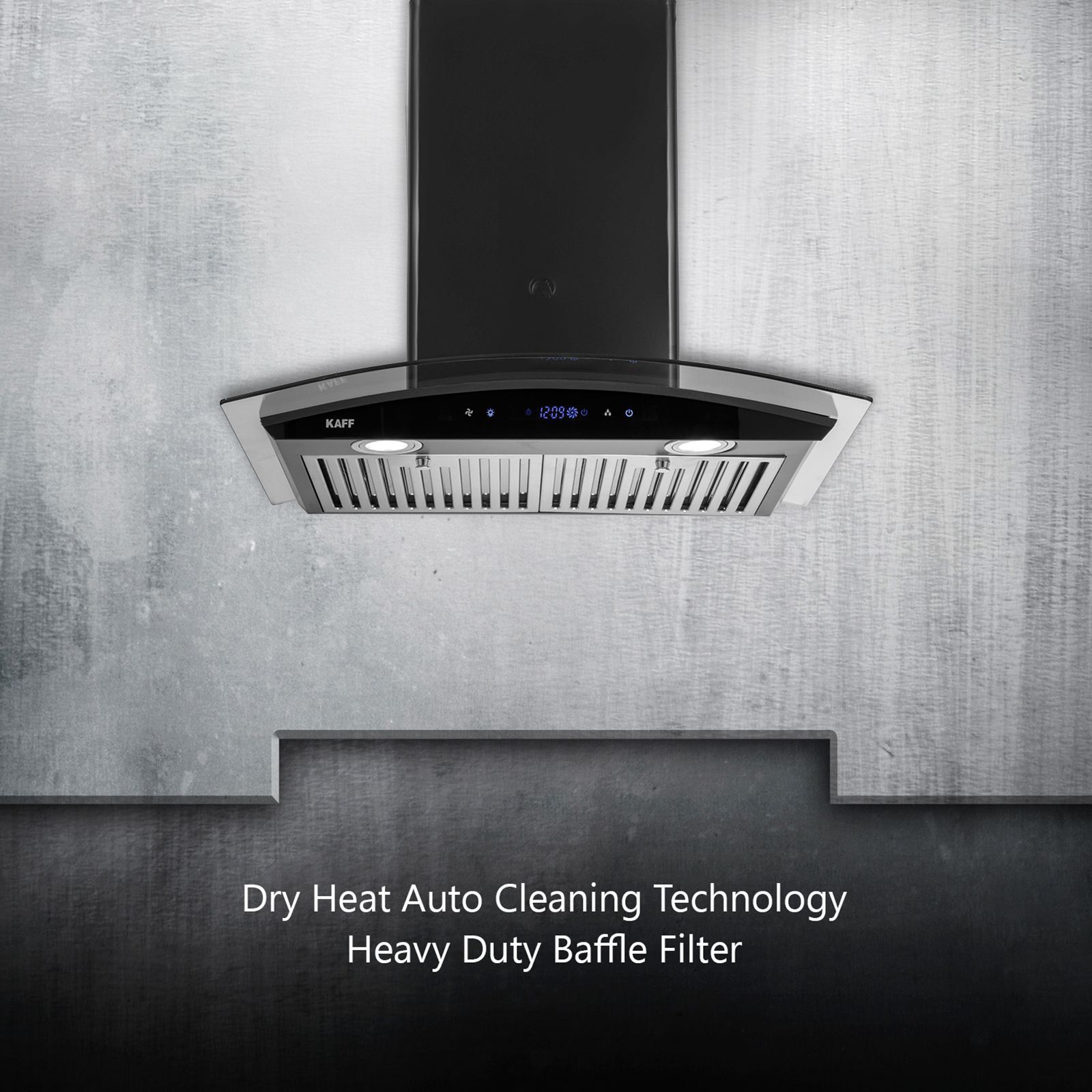 KAFF OPEC TX DHC 90cm 1180m3/hr Ducted Auto Clean Wall Mounted Chimney with Digital Display (Black)_9
