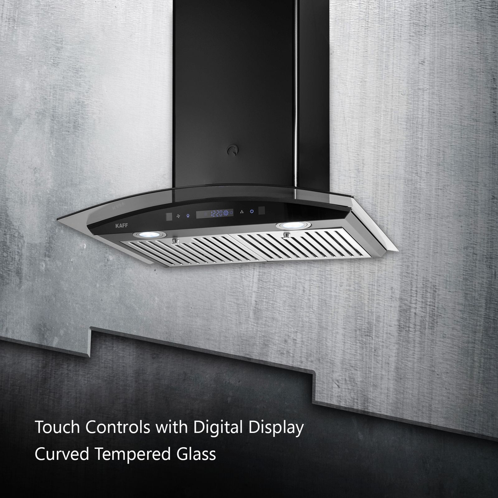 KAFF OPEC TX DHC 90cm 1180m3/hr Ducted Auto Clean Wall Mounted Chimney with Digital Display (Black)_5