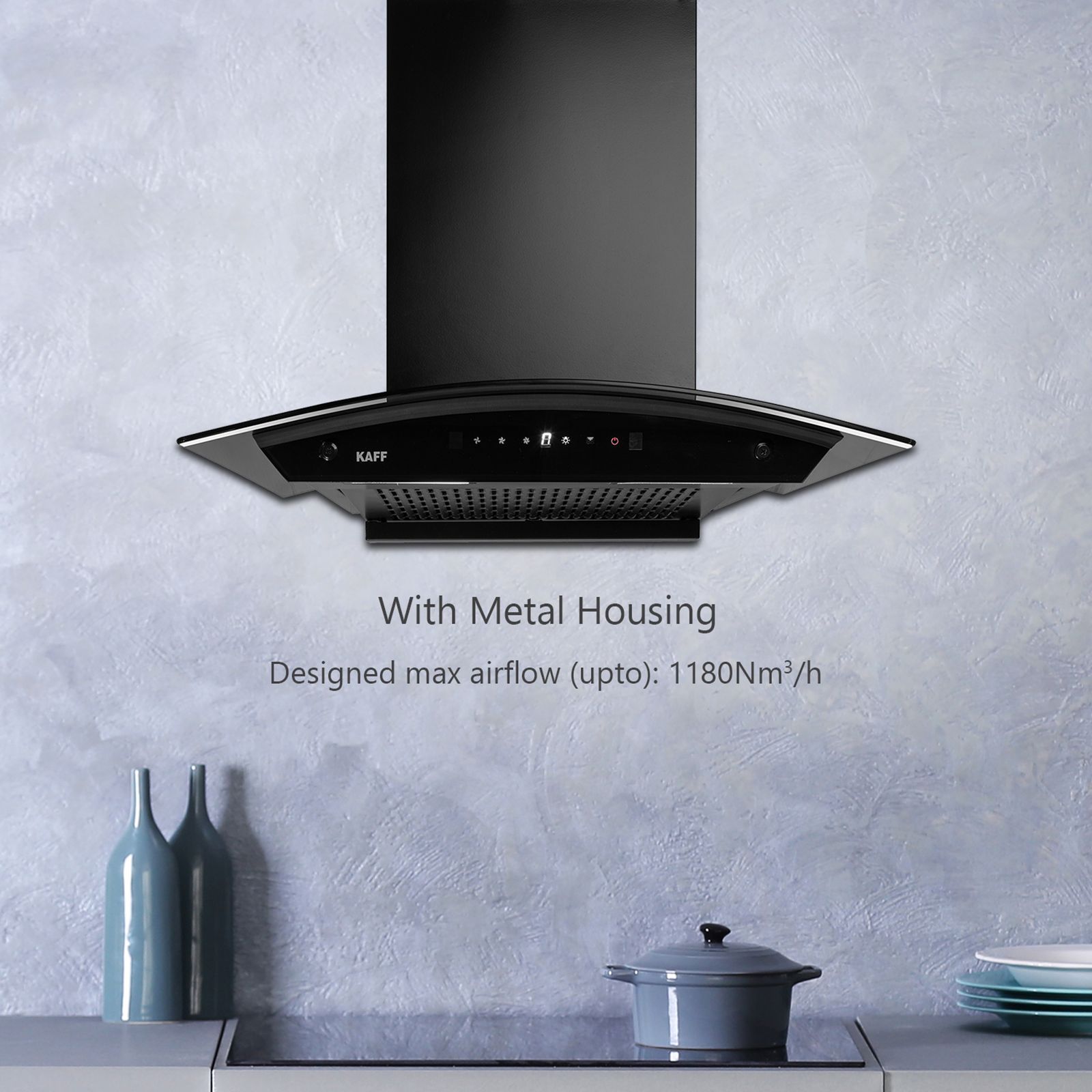KAFF MAINZ DHC 60cm 1200m3/hr Ducted Auto Clean Wall Mounted Chimney with Thermostatic Touch Control Panel (Black)_8
