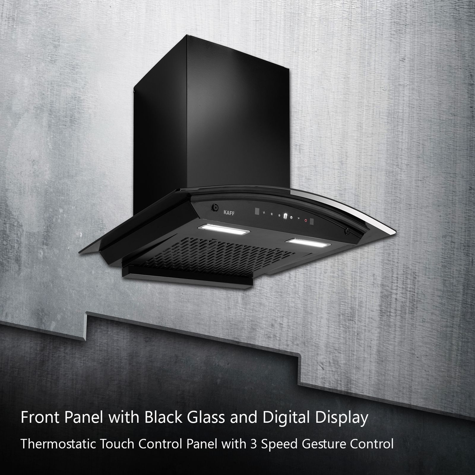 KAFF MAINZ DHC 60cm 1200m3/hr Ducted Auto Clean Wall Mounted Chimney with Thermostatic Touch Control Panel (Black)_6