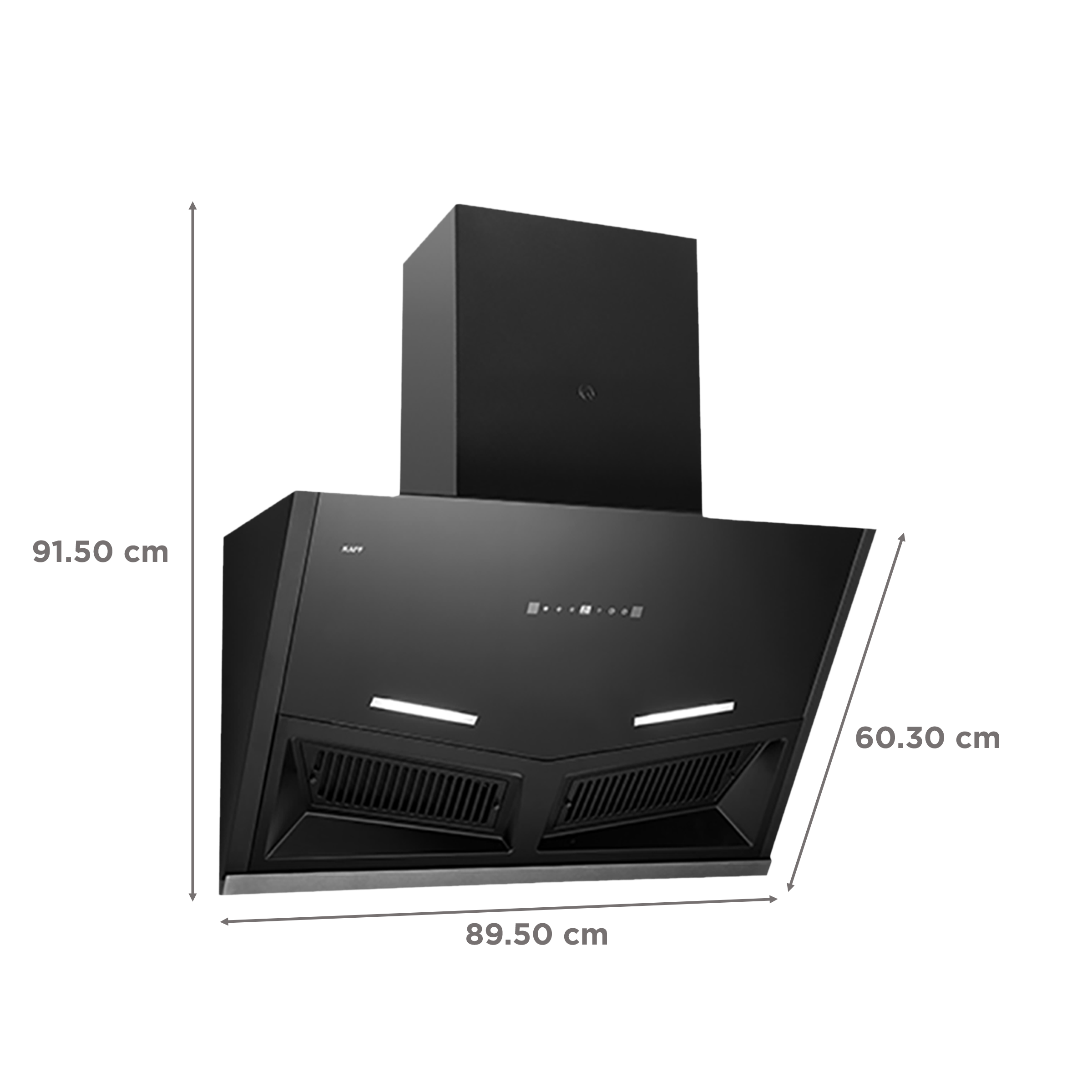 KAFF AIRFRAME SM DHC 90cm 1180m3/hr Ducted Auto Clean Wall Mounted Chimney with Digital Display (Black) KAFF AIRFRAME SM DHC 90cm 1180m3/hr Ducted Auto Clean Wall Mounted Chimney with Digital Display (Black)_2