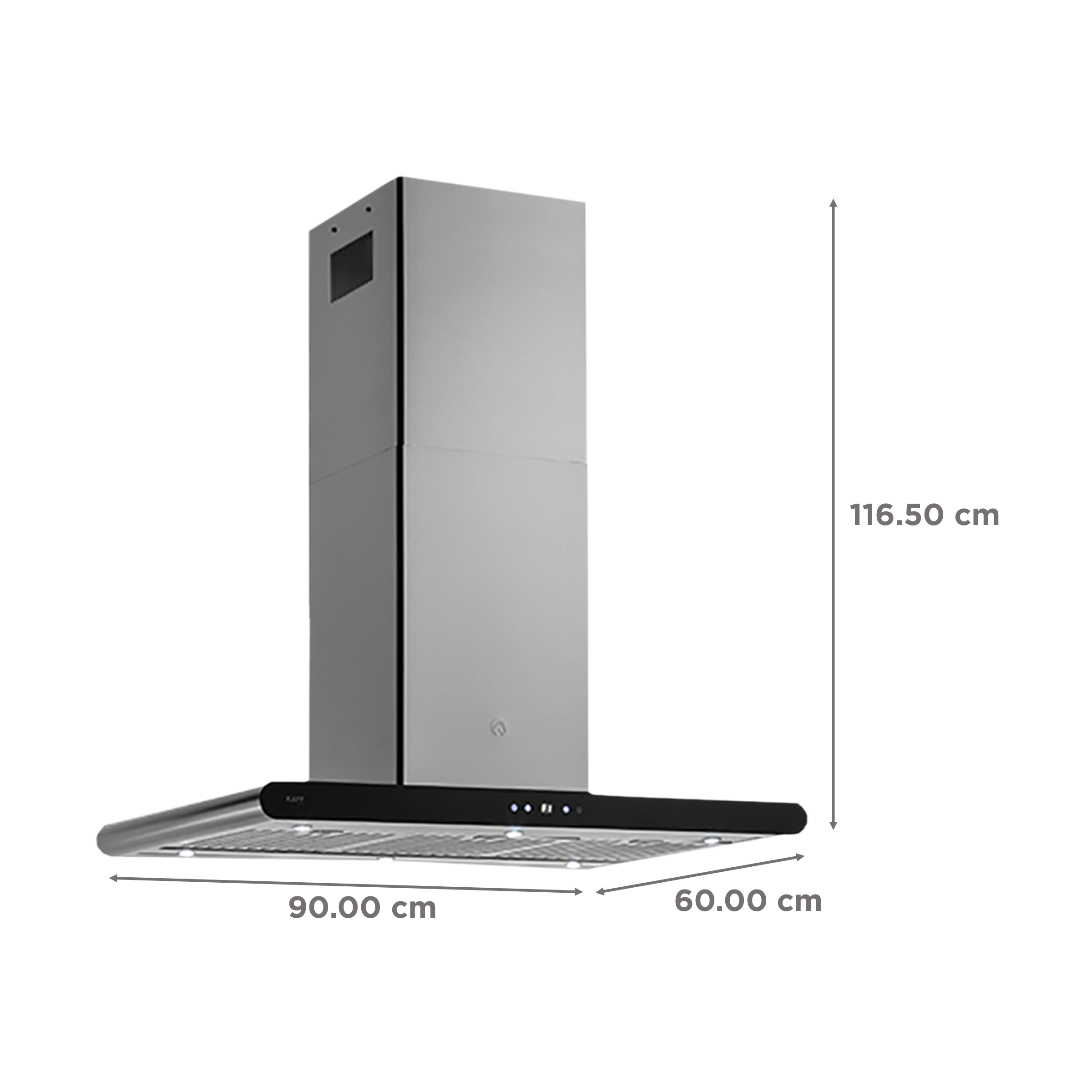 KAFF CANARY DHC BF IS 90cm 1200m3/hr Ducted Auto Clean Wall Mounted Chimney with Digital Display (Silver)_2
