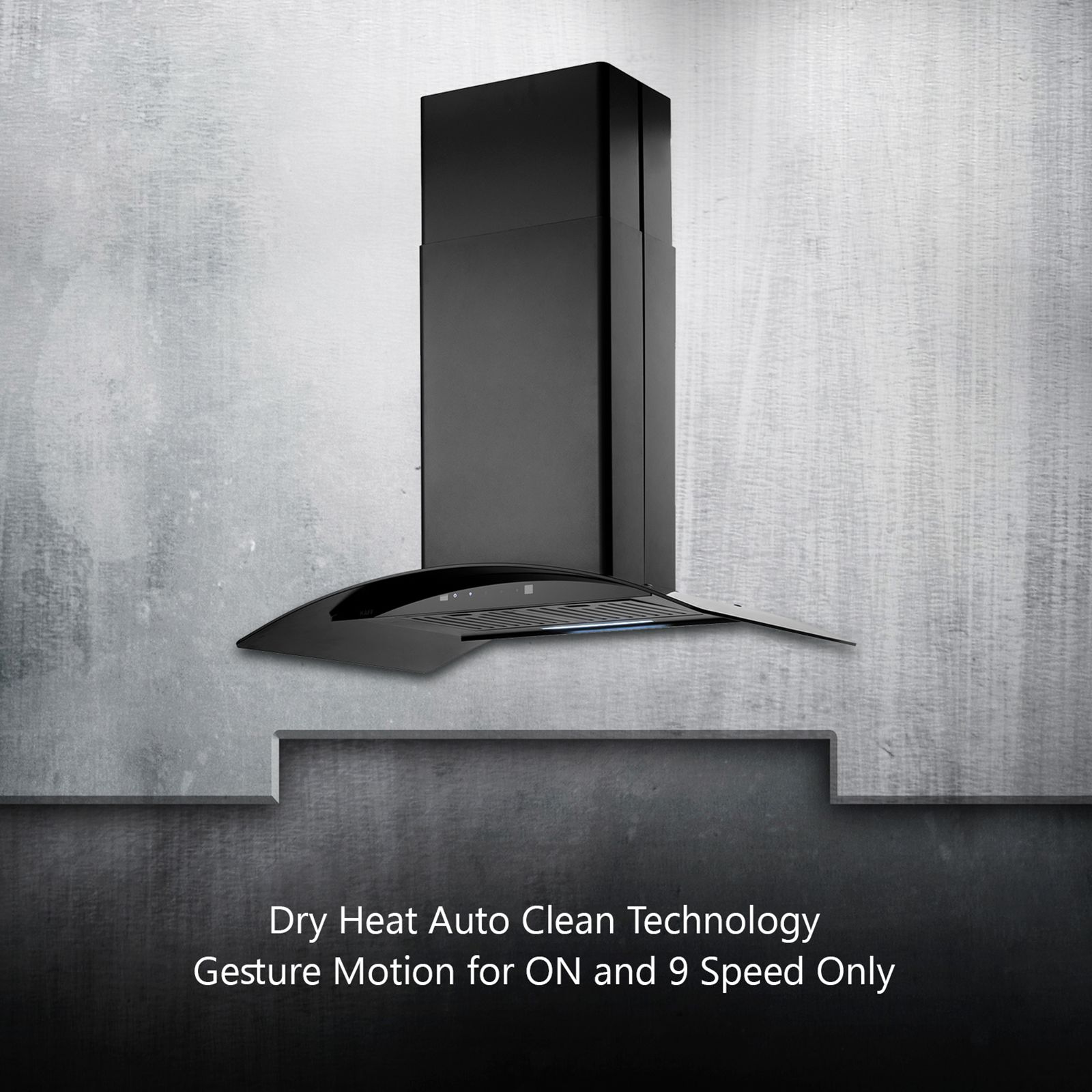 KAFF OPEC DHC BLK IS 90cm 1180m3/hr Ductless Auto Clean Wall Mounted Chimney with Digital Display (Black)_5