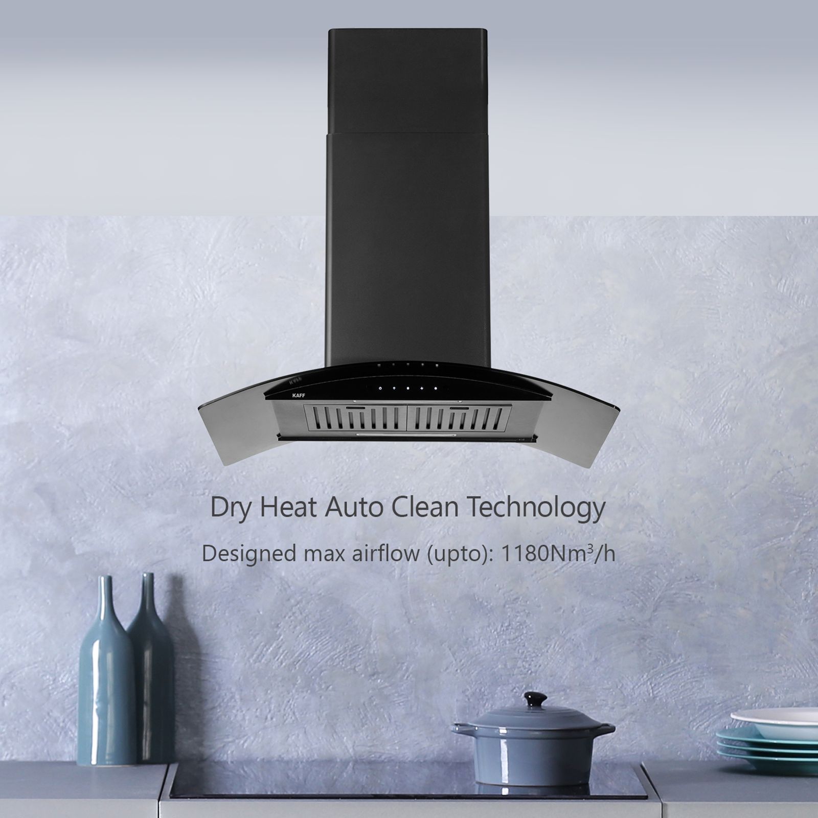 KAFF OPEC DHC BLK IS 90cm 1180m3/hr Ductless Auto Clean Wall Mounted Chimney with Digital Display (Black)_7