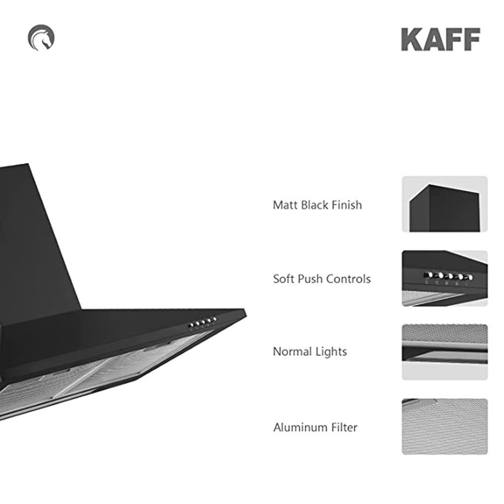 KAFF BASE LX BL 60cm 700m3/hr Ducted Wall Mounted Chimney with Soft Push Buttons (Black)_10