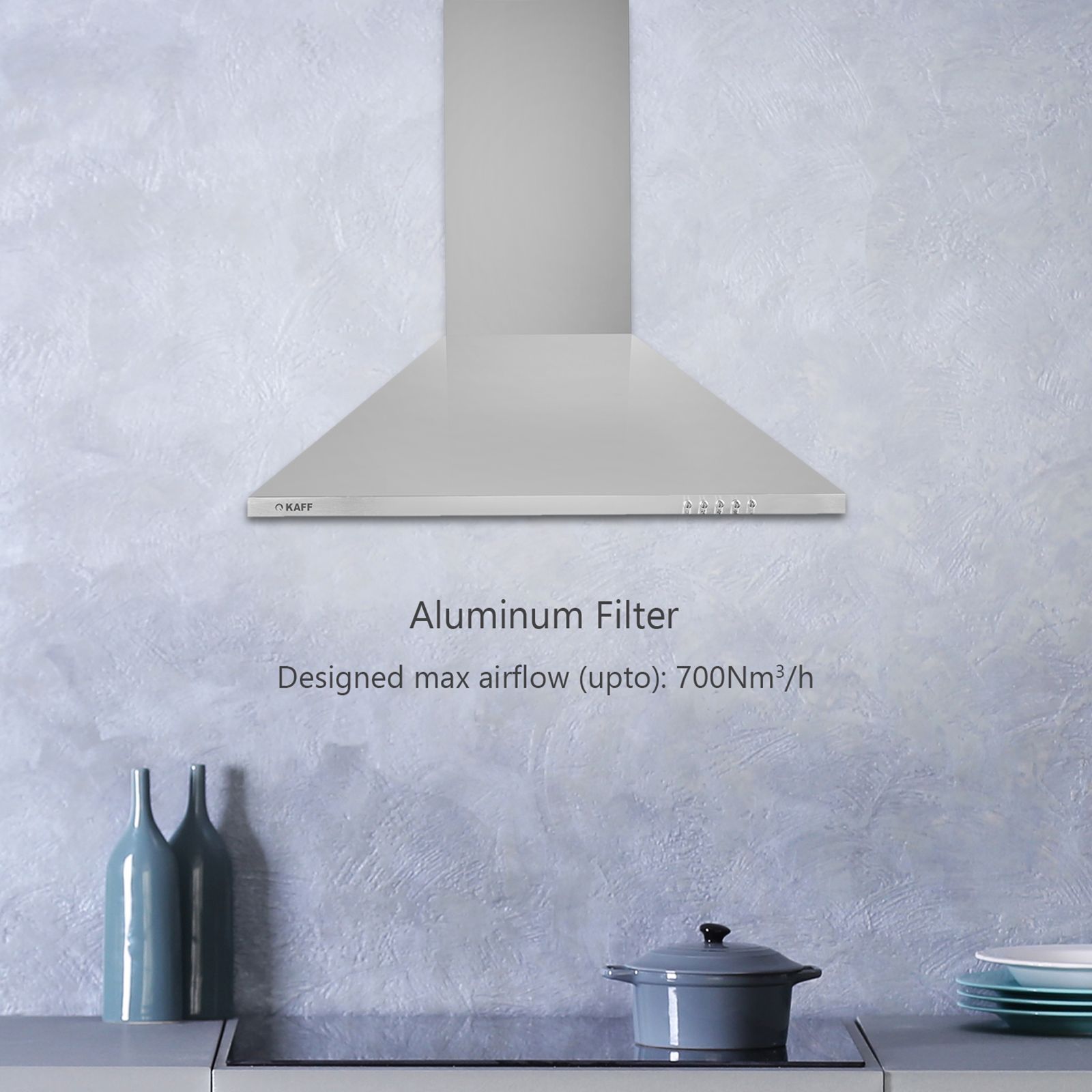 KAFF BASE LX SS 60cm 700m3/hr Ducted Wall Mounted Chimney with Soft Push Buttons (Steel)_12