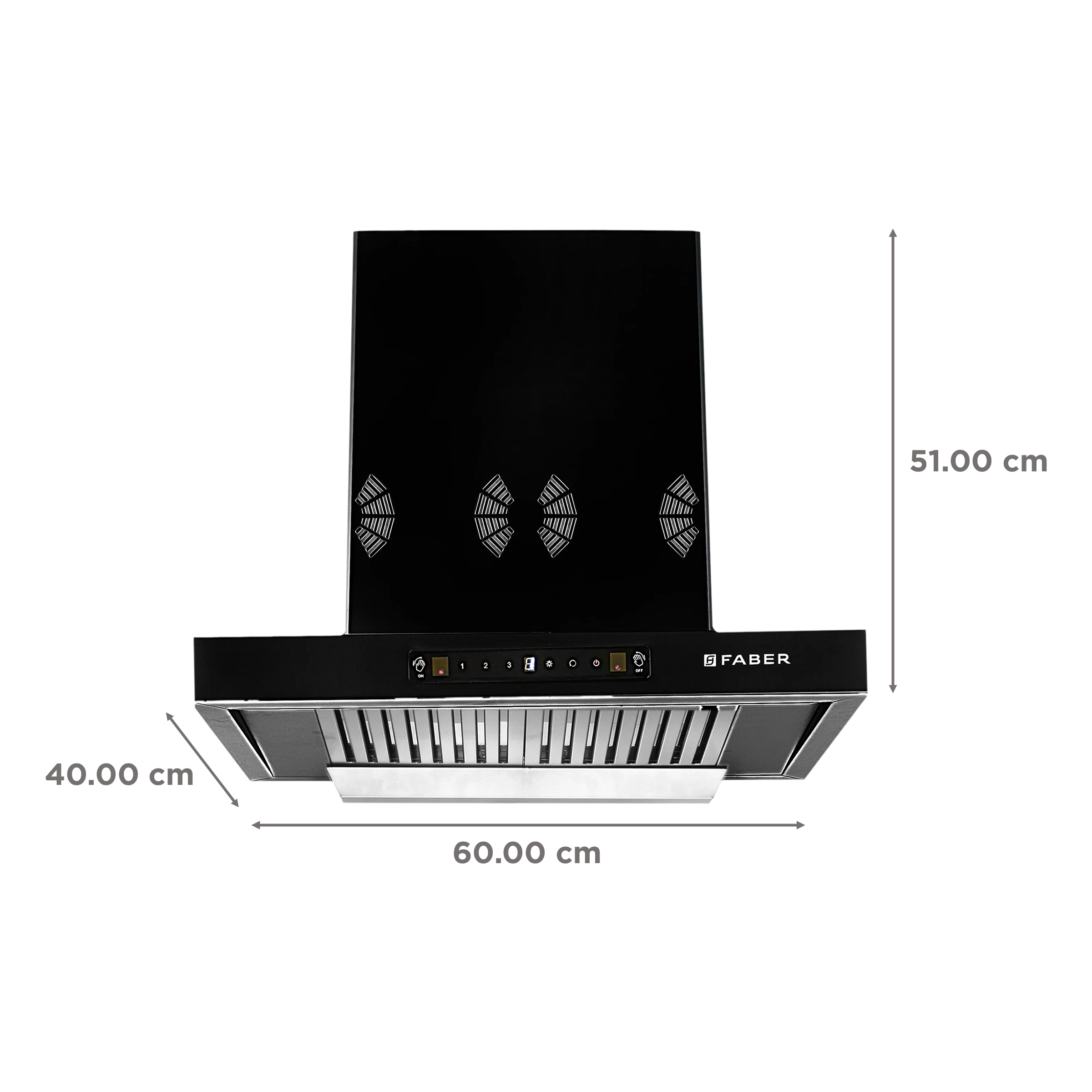 FABER SILENCIO 3D IND HC SC FL BK 60cm 1298m3/hr Ducted Auto Clean Wall Mounted Chimney with Touch Control Panel (Black)_2