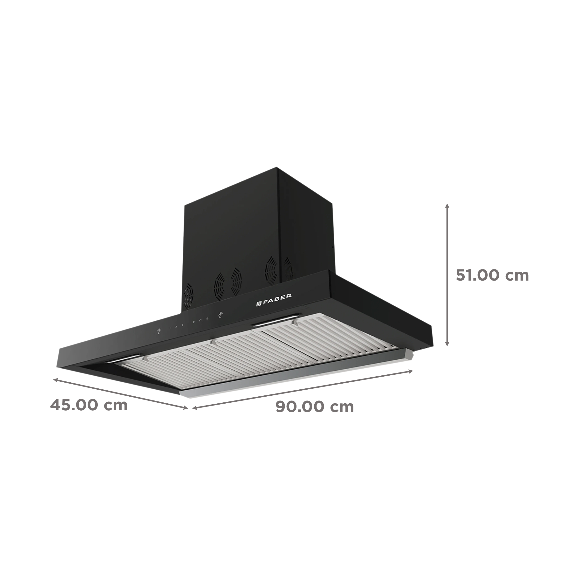 FABER SILENCIO 3D IND HC SC FL BK 90cm 1325m3/hr Ducted Auto Clean Wall Mounted Chimney with Touch Control Panel (Black) FABER SILENCIO 3D IND HC SC FL BK 90cm 1325m3/hr Ducted Auto Clean Wall Mounted Chimney with Touch Control Panel (Black)_2