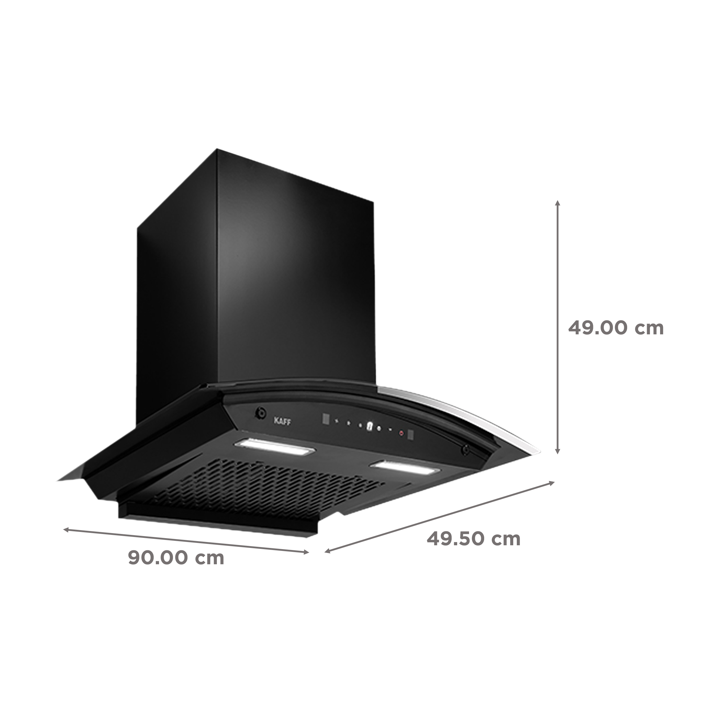 KAFF MAINZ DHC 90cm 1180m3/hr Ductless Auto Clean Wall Mounted Chimney with Thermostatic Touch Control Panel (Black)_2