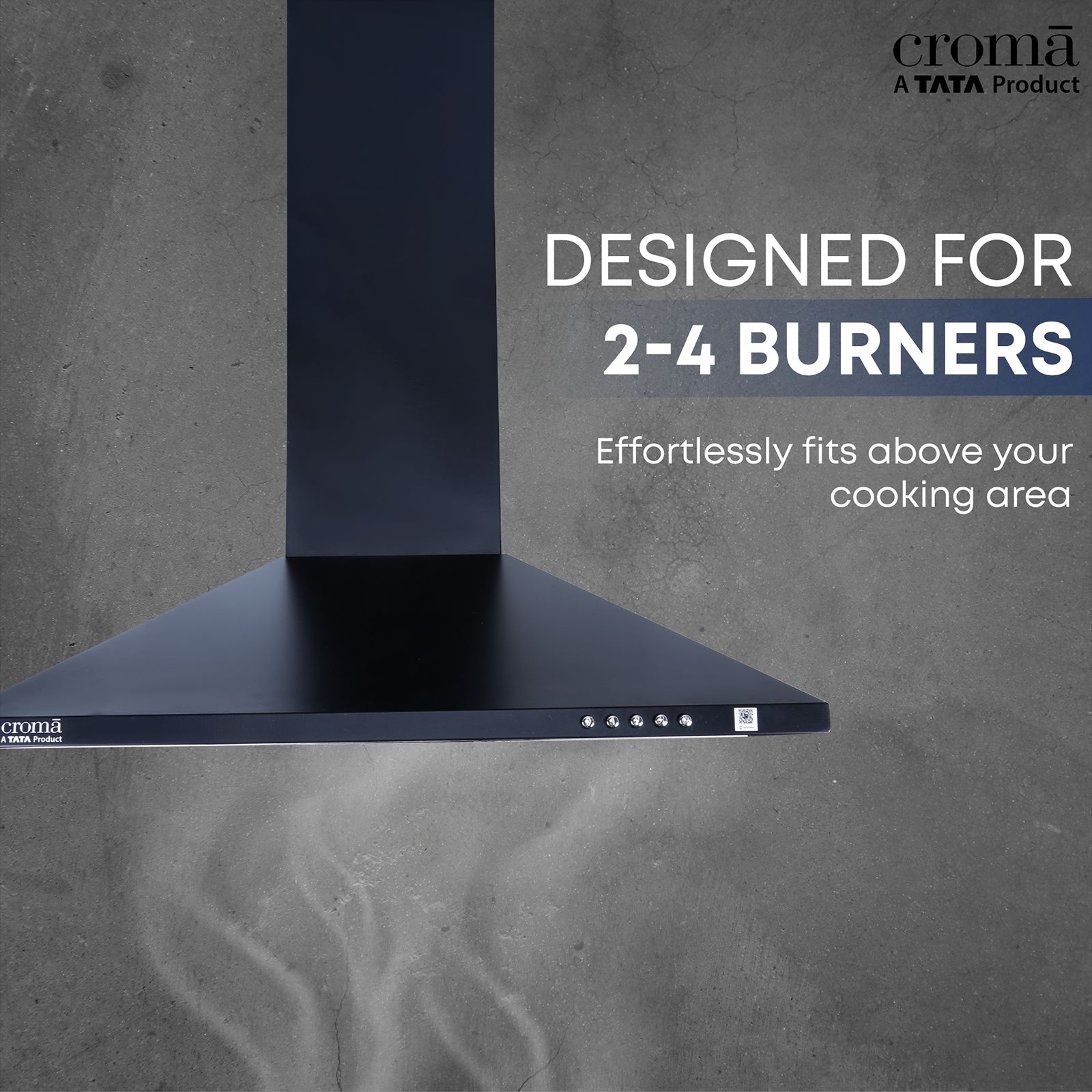 Croma 60cm 750m3/hr Ducted Wall Mounted Chimney with Push Button Control (Black)_5