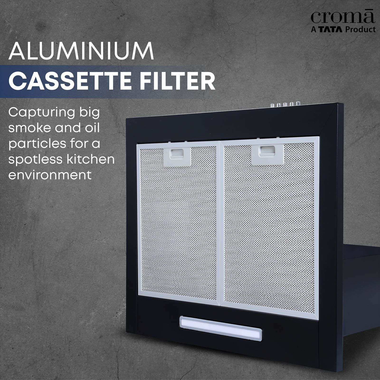 Croma 60cm 750m3/hr Ducted Wall Mounted Chimney with Push Button Control (Black)_7