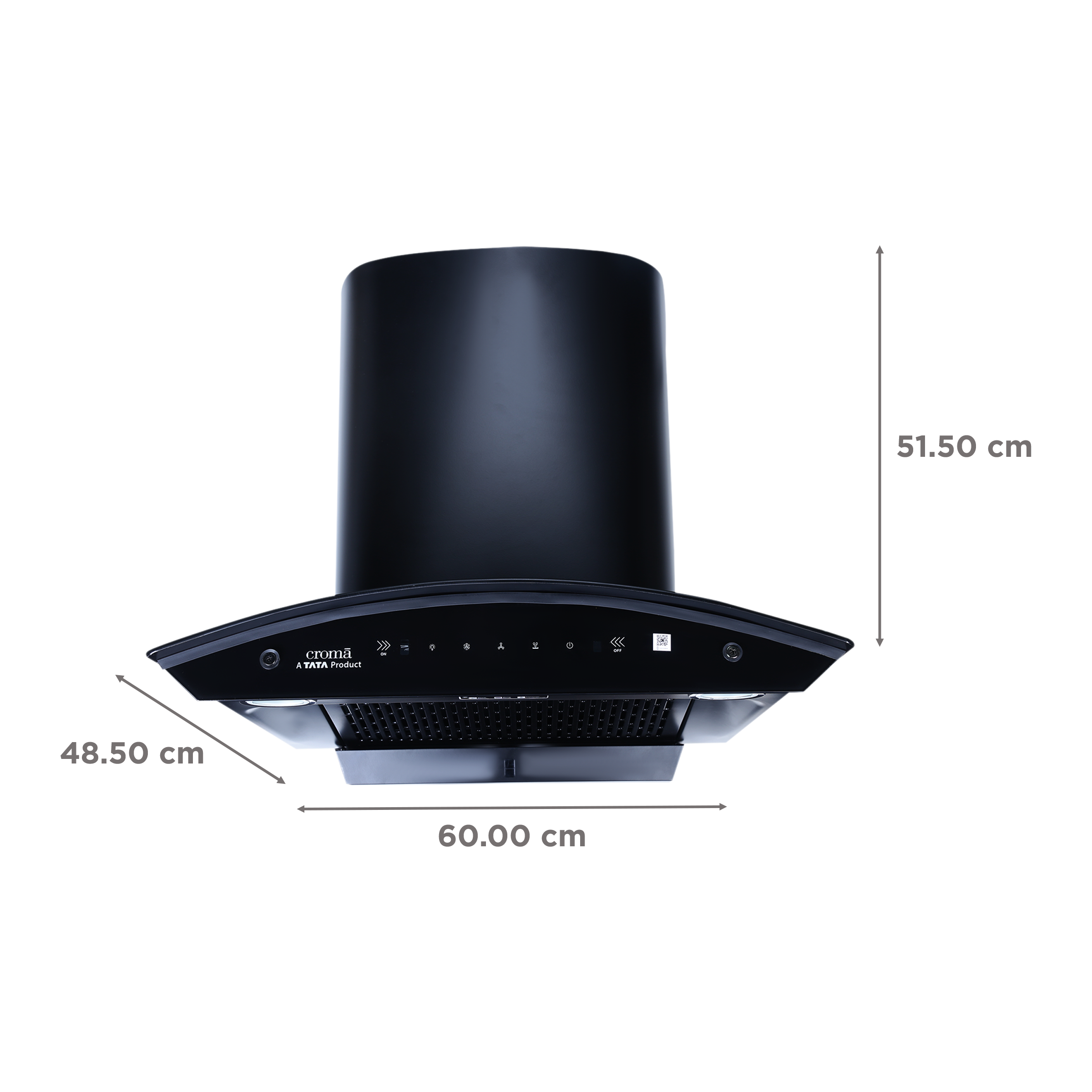 Croma 60cm 1300m3/hr Ducted Auto Clean Wall Mounted Chimney with Touch & Gesture Control (Black)_2