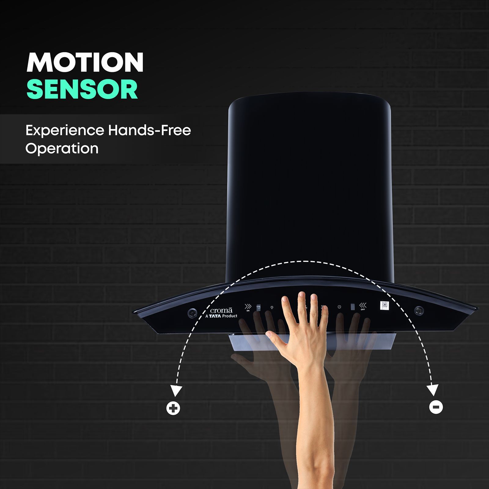 Croma 60cm 1300m3/hr Ducted Auto Clean Wall Mounted Chimney with Touch & Gesture Control (Black)_9