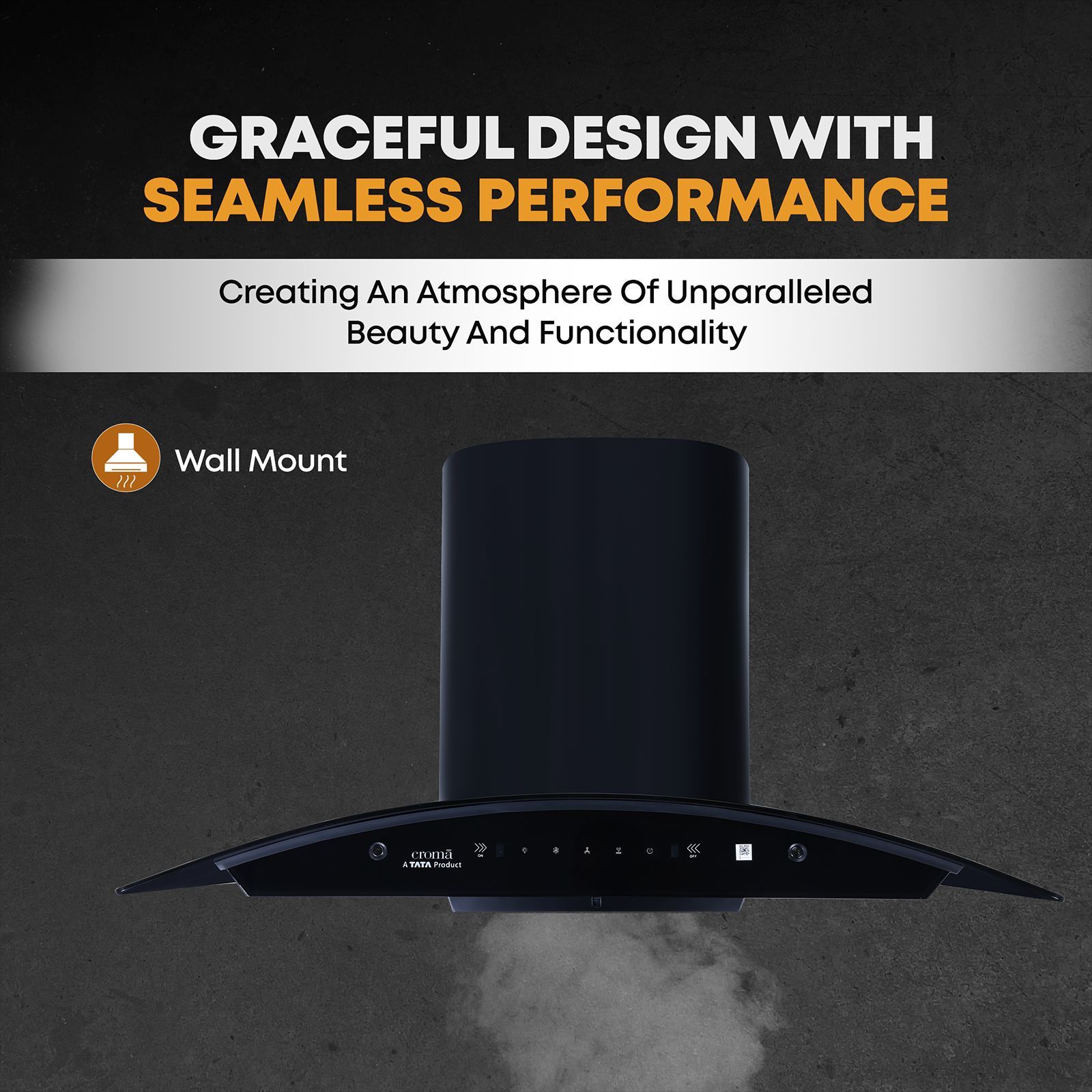 Croma 90cm 1300m3/hr Ducted Auto Clean Wall Mounted Chimney with Touch & Gesture Control (Black)_5