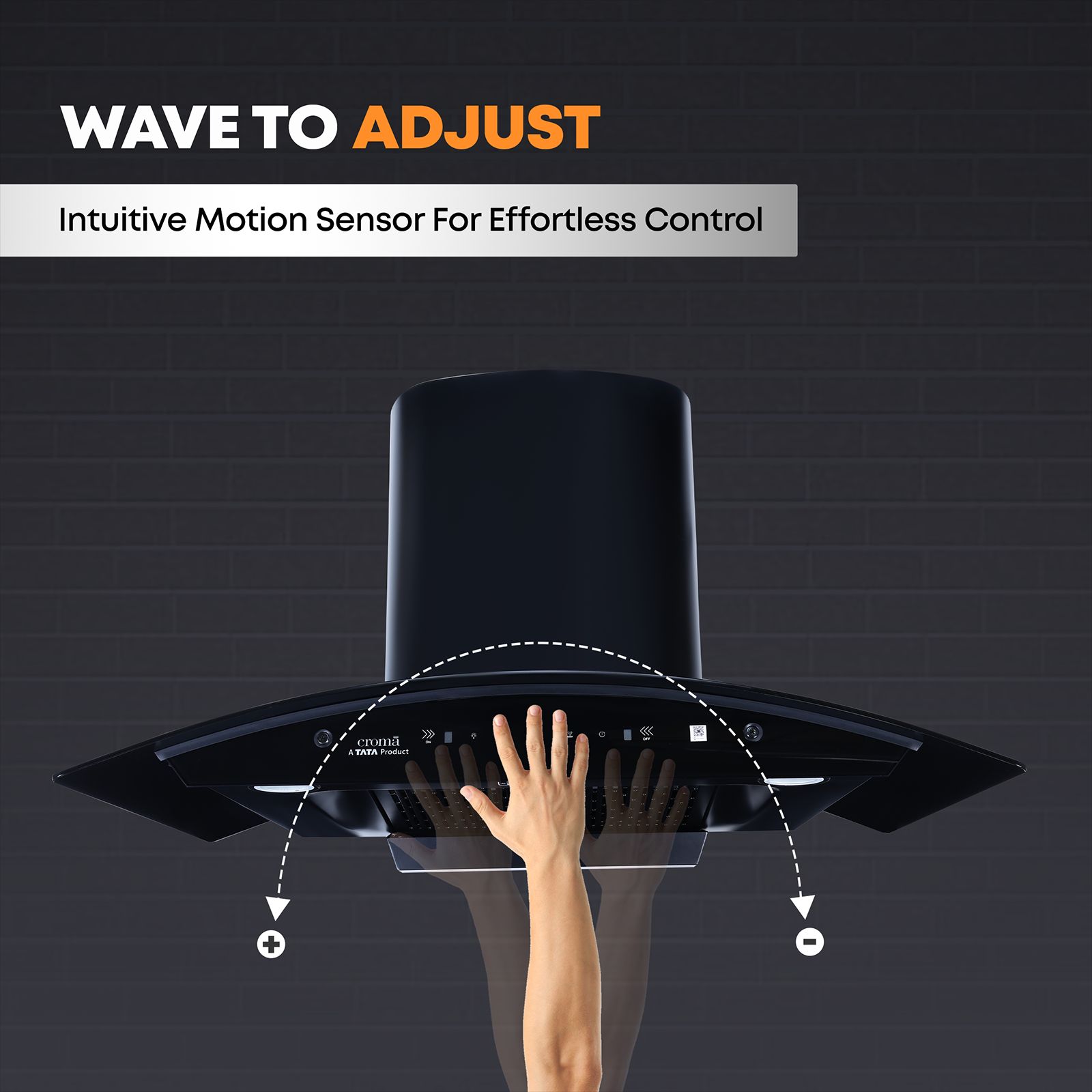 Croma 90cm 1300m3/hr Ducted Auto Clean Wall Mounted Chimney with Touch & Gesture Control (Black)_8