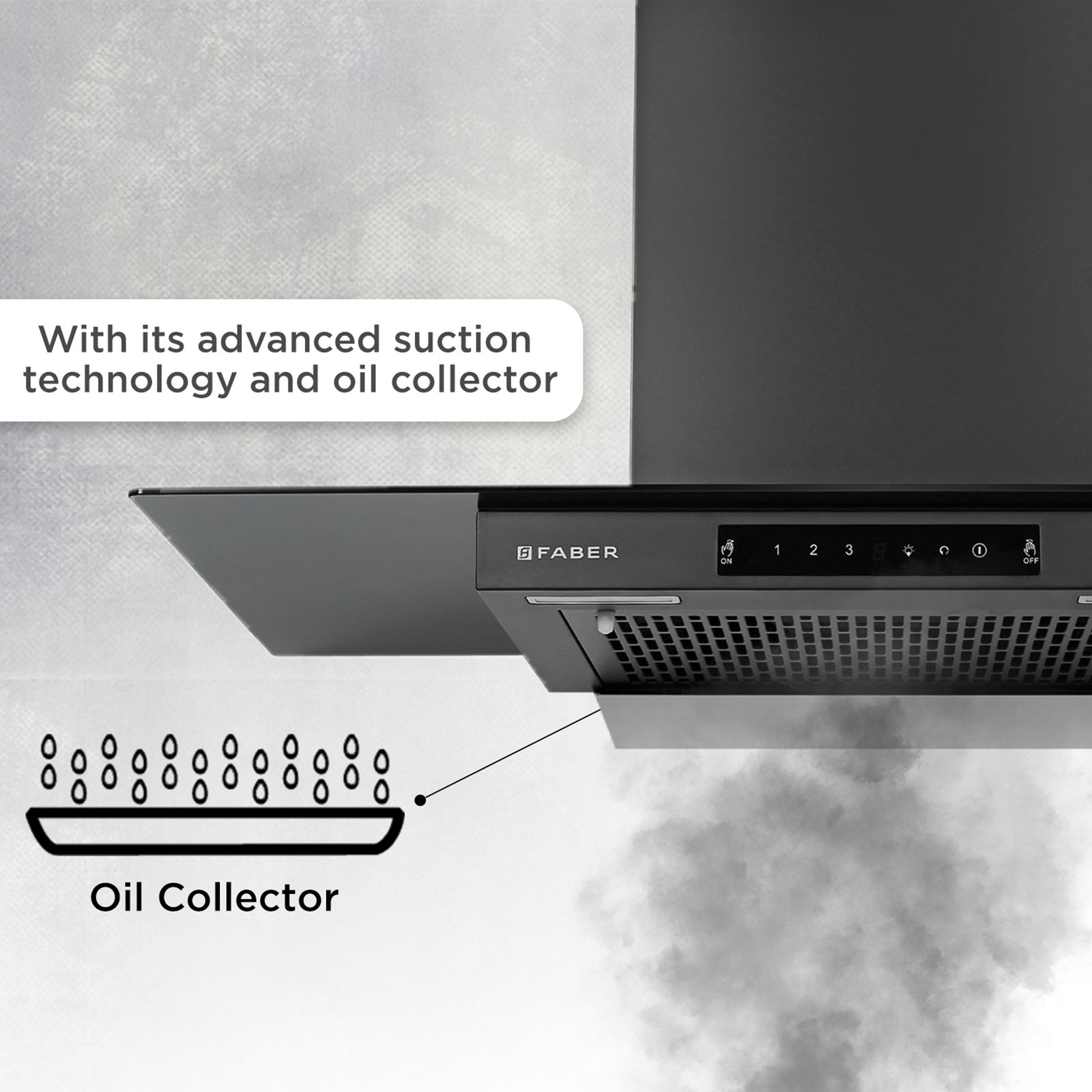 FABER Mercury Pro HC SC FL BK 90cm 1200m3/hr Ductless Auto Clean Wall Mounted Chimney with Touch Control Panel (Black)_8