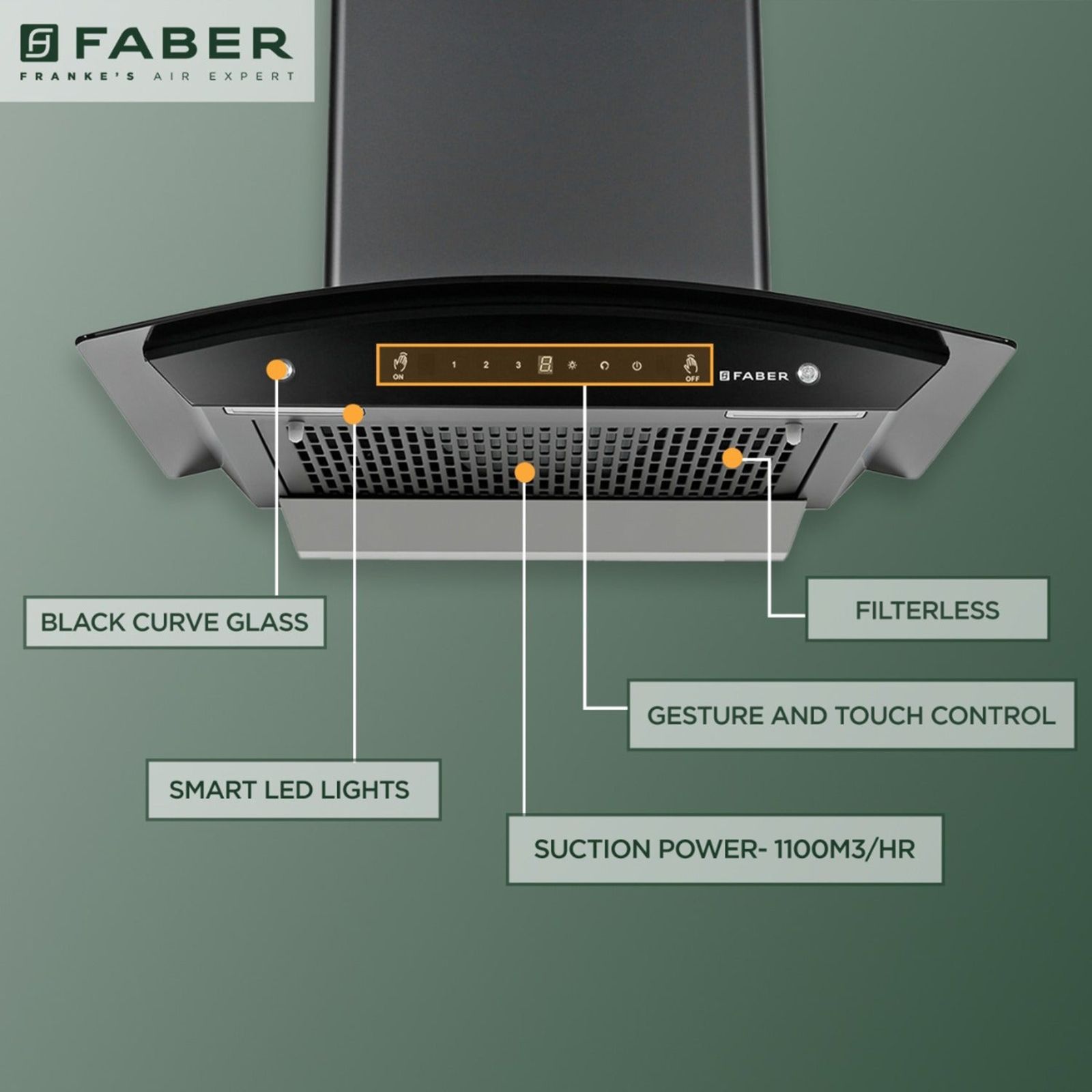 FABER Zest HC SC FL BK 60cm 1100m3/hr Ducted Auto Clean Wall Mounted Chimney with Touch Control (Black)_10