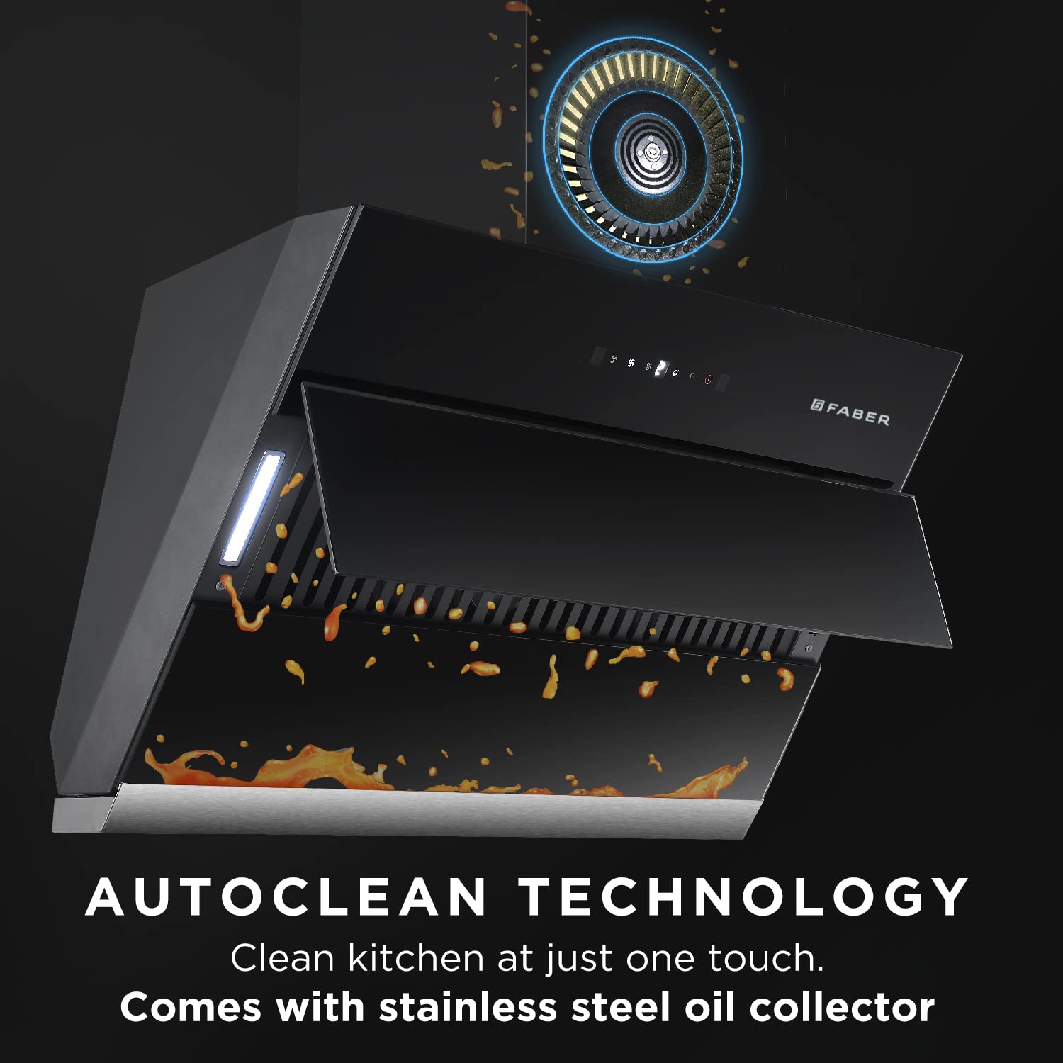 FABER BLISS FL SC AC BK 60cm 1350m3/hr Ductless Auto Clean Wall Mounted Chimney with Touch Control Panel (Black)_6