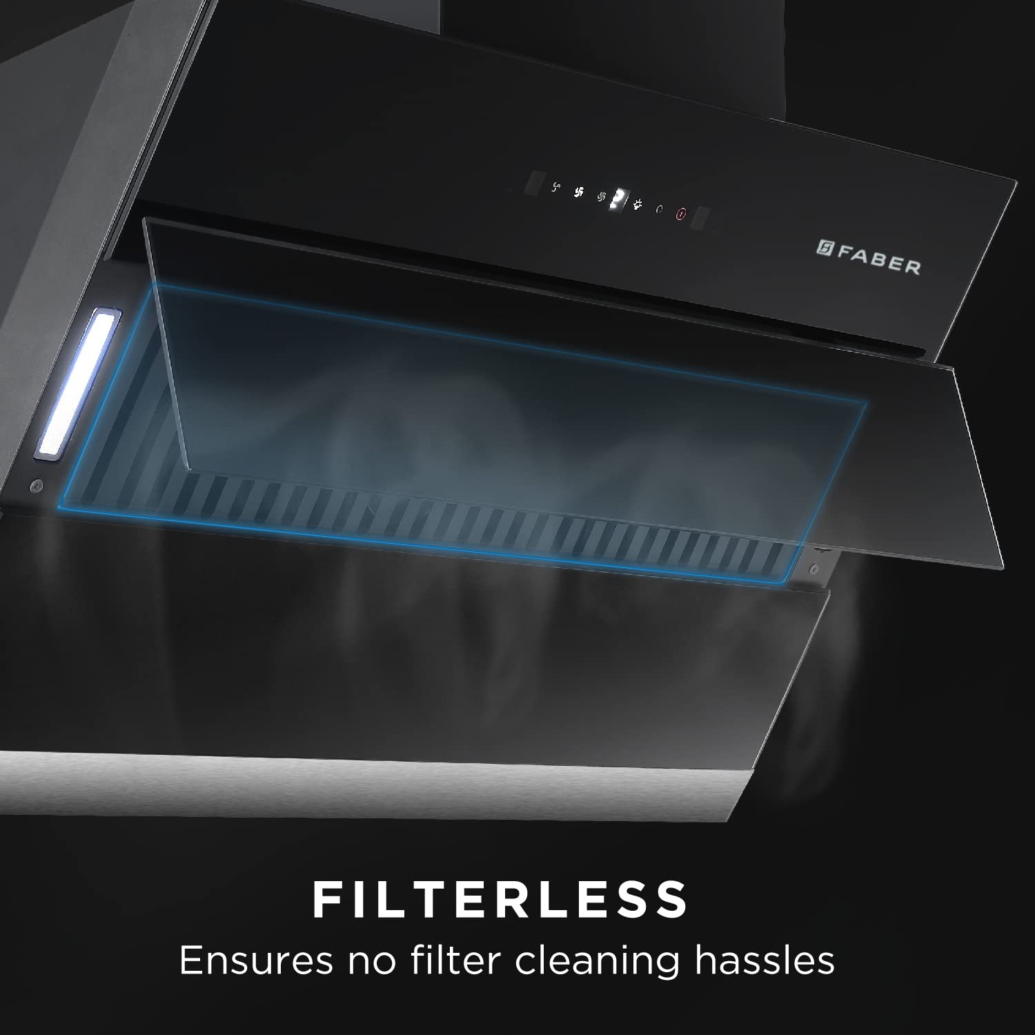 FABER BLISS FL SC AC BK 60cm 1350m3/hr Ductless Auto Clean Wall Mounted Chimney with Touch Control Panel (Black)_7