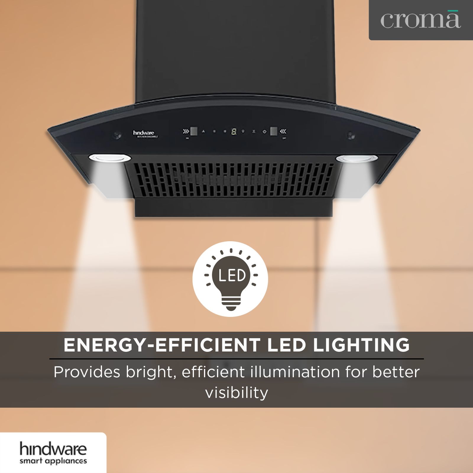 Hindware Chromia 60cm 1200m3/hr Ducted Auto Clean Wall Mounted Chimney with Touch Control (Black)_10