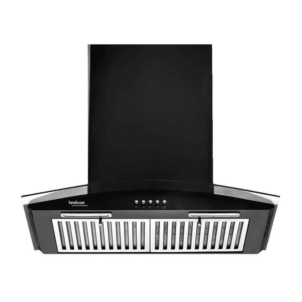 Hindware Fabio 60cm 1100m3/hr Ducted Wall Mounted Chimney with Push Button Control (Black)_1