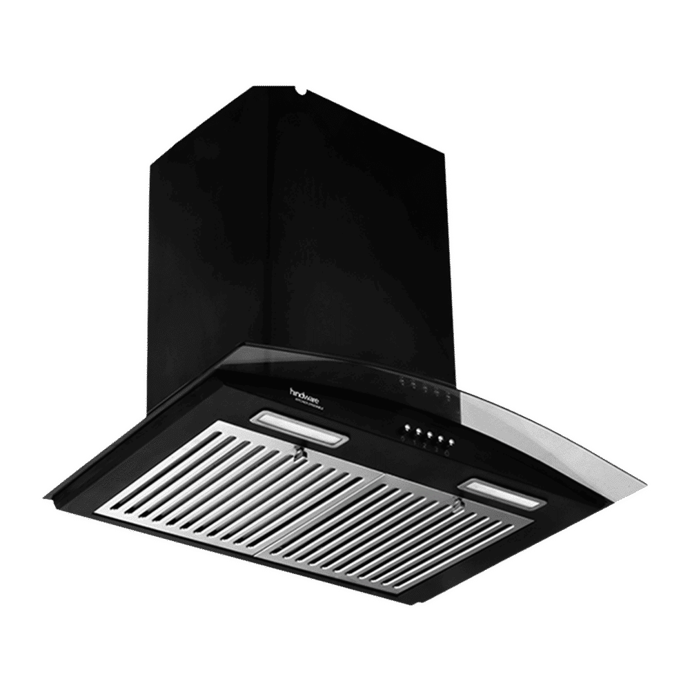 Hindware Fabio 60cm 1100m3/hr Ducted Wall Mounted Chimney with Push Button Control (Black)_4