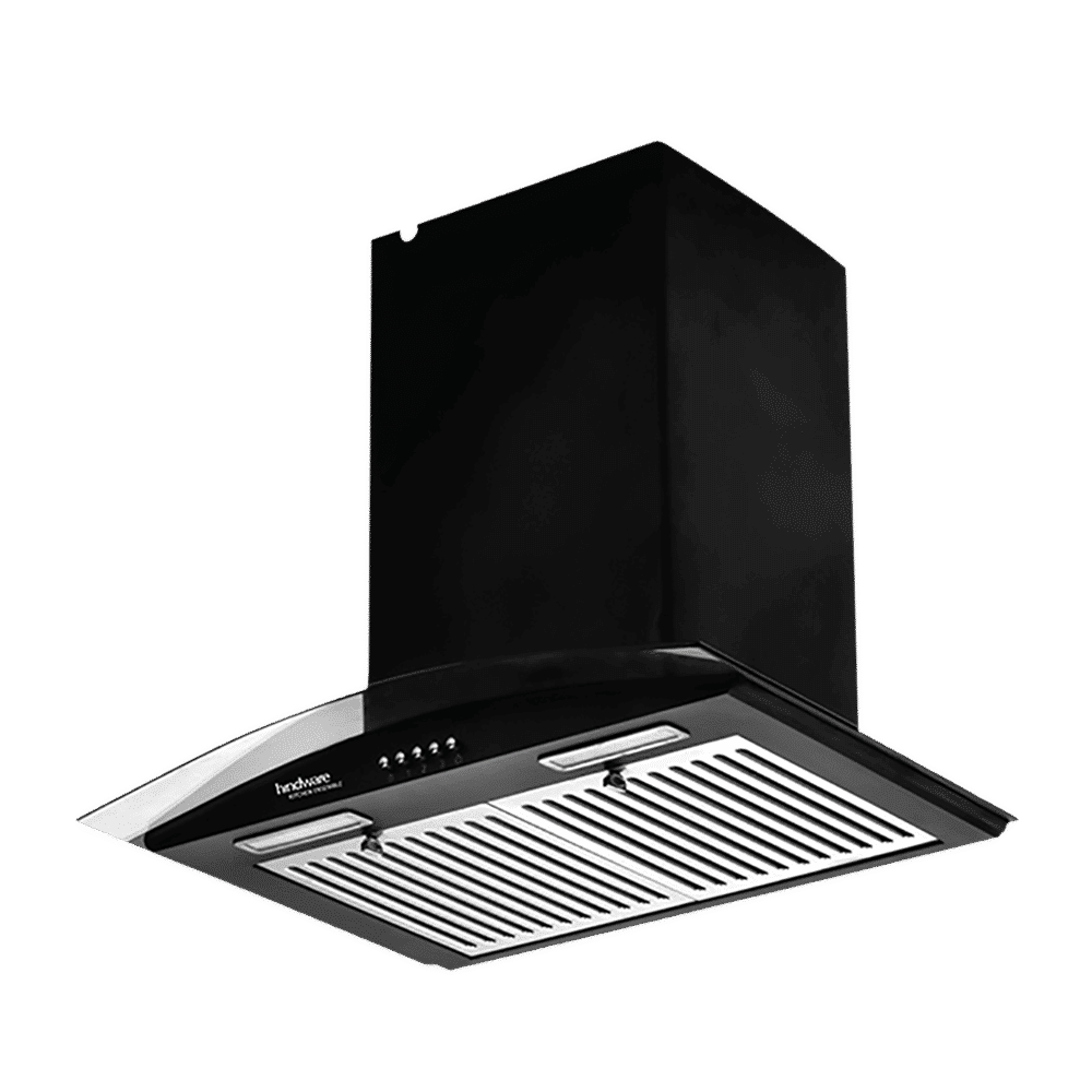 Hindware Fabio 60cm 1100m3/hr Ducted Wall Mounted Chimney with Push Button Control (Black)_5