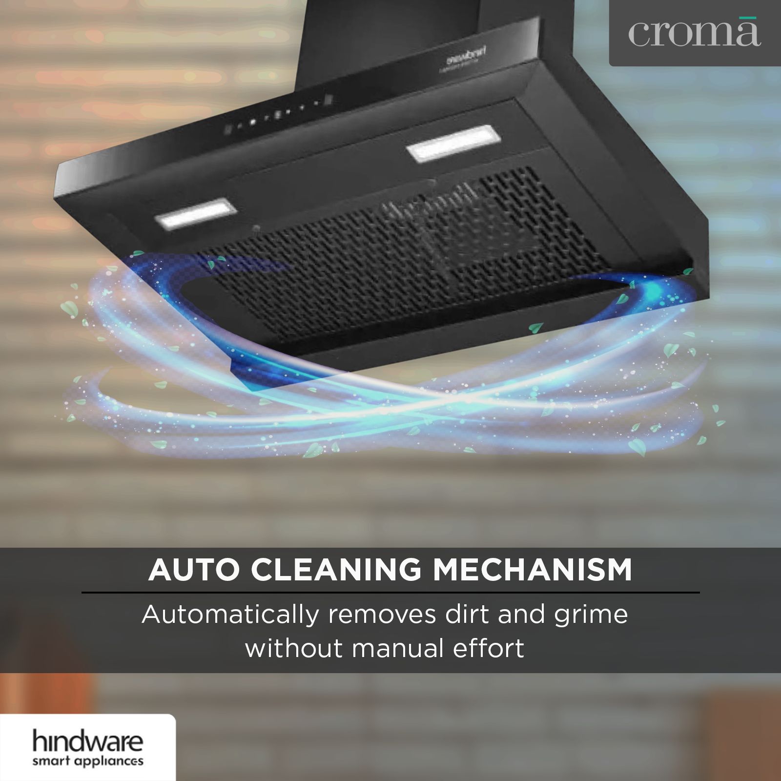 hindware Darcia 75cm 1200m3/hr Ducted Auto Clean Wall Mounted Chimney with Motion Sensor (Black)_16