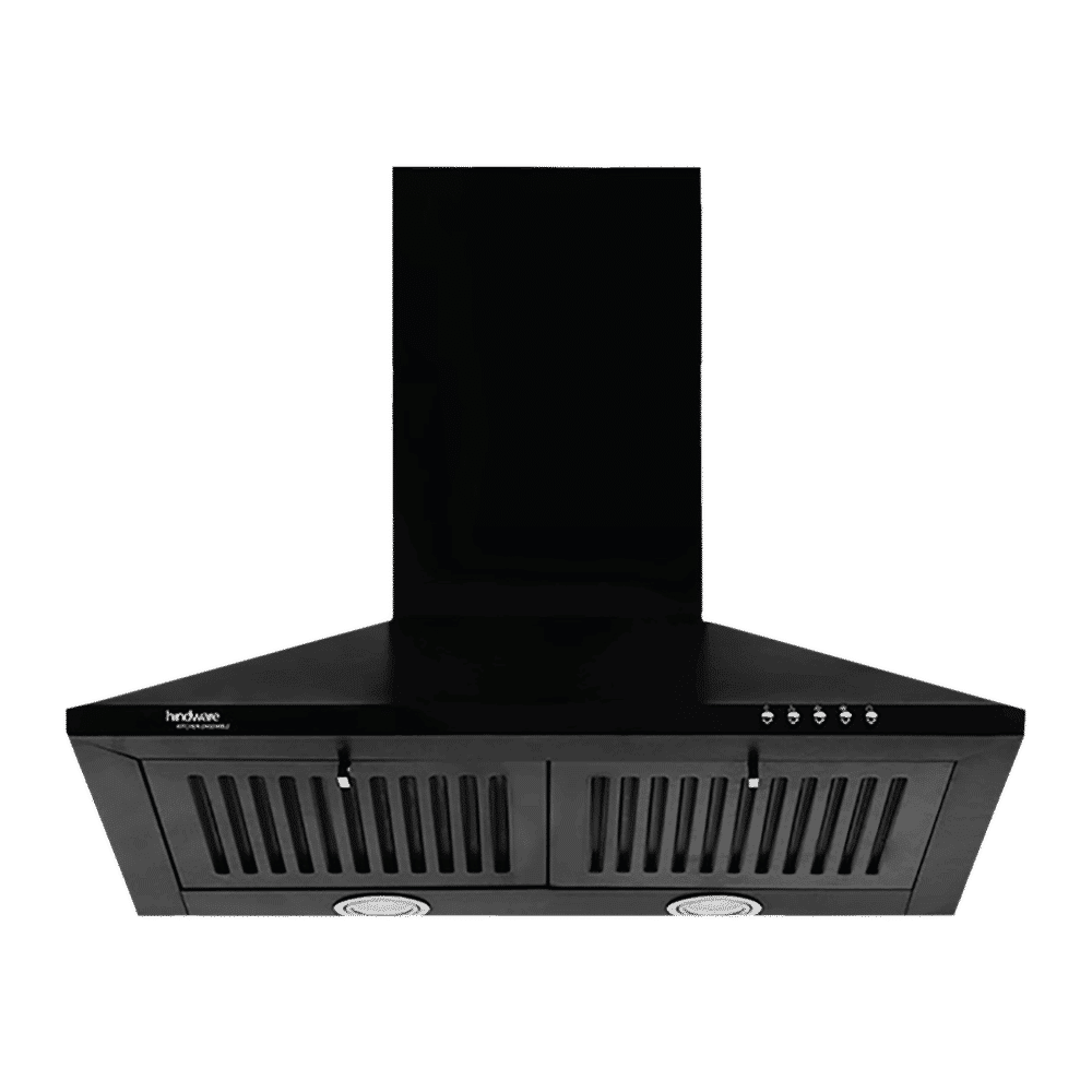 hindware Myra 60cm 1000m3/hr Ducted Auto Clean Wall Mounted Chimney with Push Button Control (Black)_1