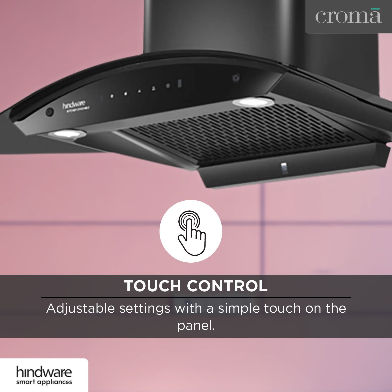 Hindware Celesia 90cm 1500m3/hr Ducted Auto Clean Wall Mounted Chimney with Touch Control (Black)_11