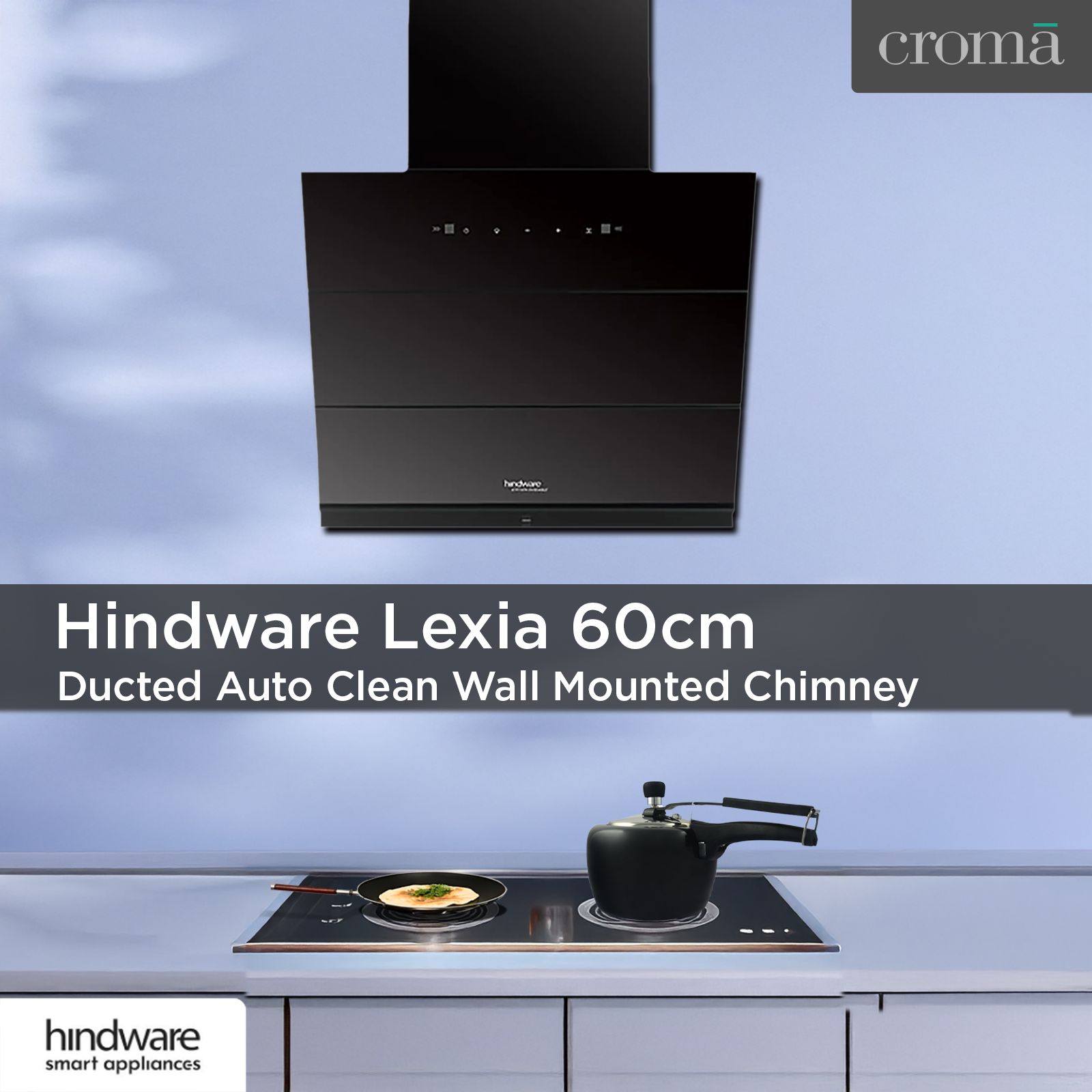 Hindware Lexia 60cm 1350m3/hr Ducted Auto Clean Wall Mounted Chimney with Touch Control (Black)_11