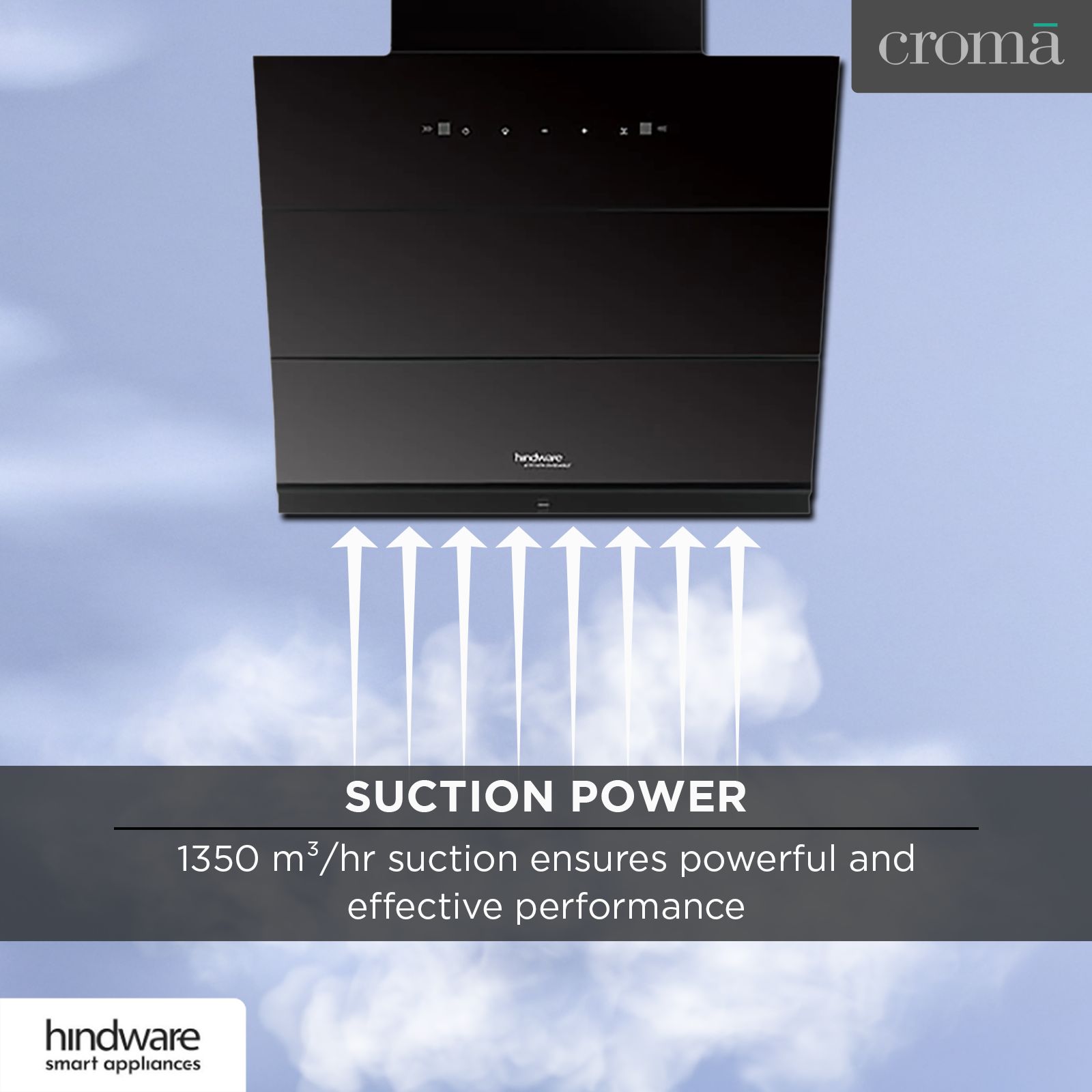 Hindware Lexia 60cm 1350m3/hr Ducted Auto Clean Wall Mounted Chimney with Touch Control (Black)_13