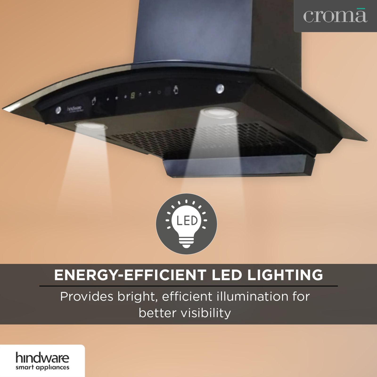 hindware Divina 60cm 1200m3/hr Ducted Auto Clean Wall Mounted Chimney with Motion Sensor (Black) hindware Divina 60cm 1200m3/hr Ducted Auto Clean Wall Mounted Chimney with Motion Sensor (Black)_12