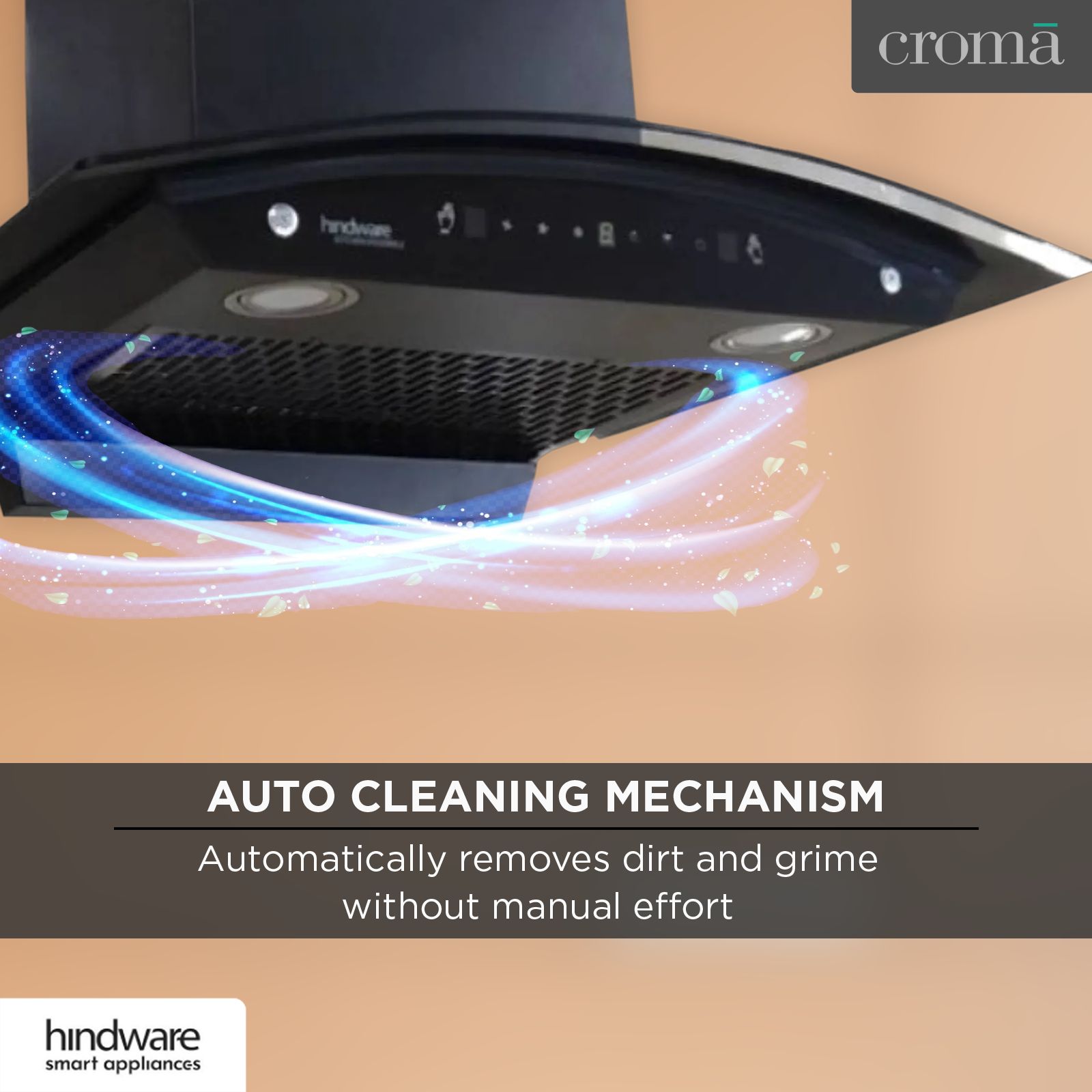 hindware Divina 60cm 1200m3/hr Ducted Auto Clean Wall Mounted Chimney with Motion Sensor (Black) hindware Divina 60cm 1200m3/hr Ducted Auto Clean Wall Mounted Chimney with Motion Sensor (Black)_15