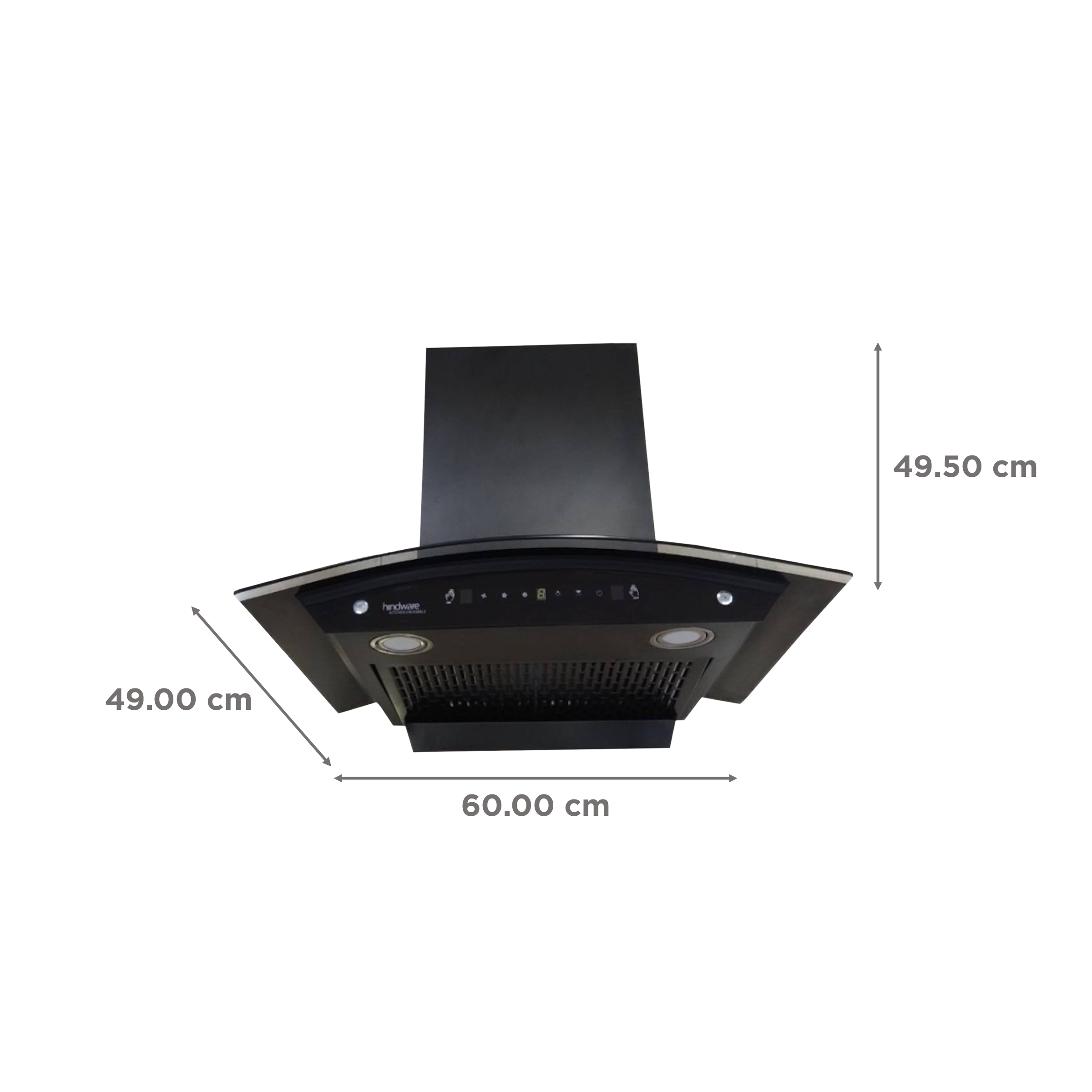 hindware Divina 60cm 1200m3/hr Ducted Auto Clean Wall Mounted Chimney with Motion Sensor (Black) hindware Divina 60cm 1200m3/hr Ducted Auto Clean Wall Mounted Chimney with Motion Sensor (Black)_2