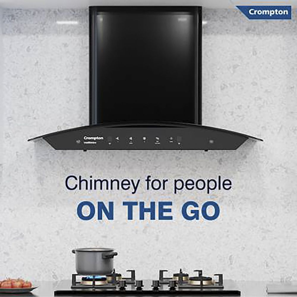 Crompton IntelliMotion 60cm 990m3/hr Ducted Auto Clean Wall Mounted Chimney with Gesture Control (Midnight Black)_8